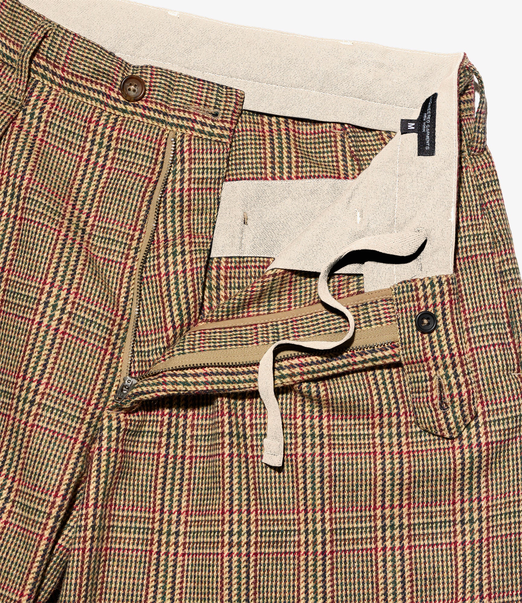 Carlyle Pant - Tan/Red Wool Poly Glen Plaid