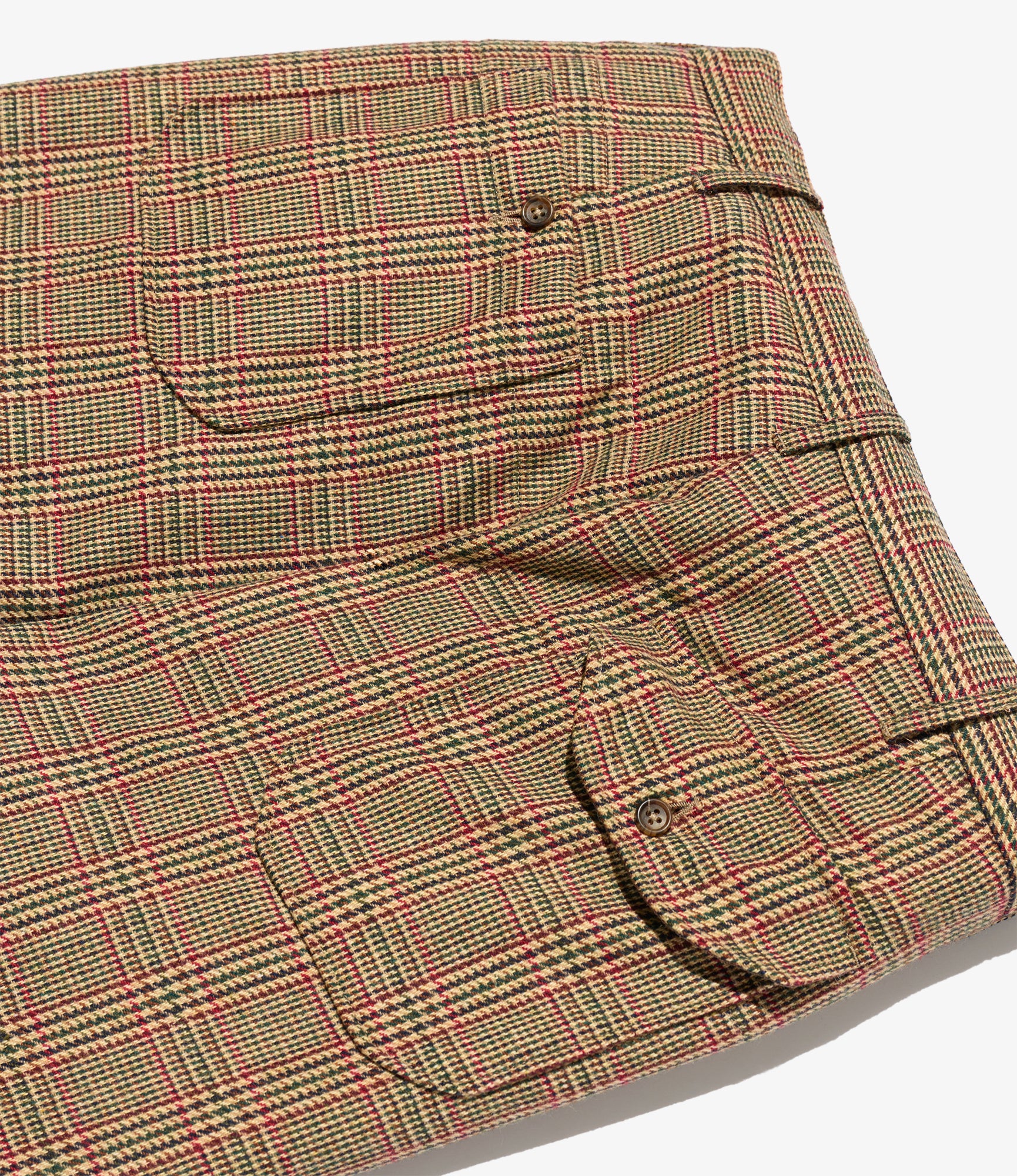 Carlyle Pant - Tan/Red Wool Poly Glen Plaid