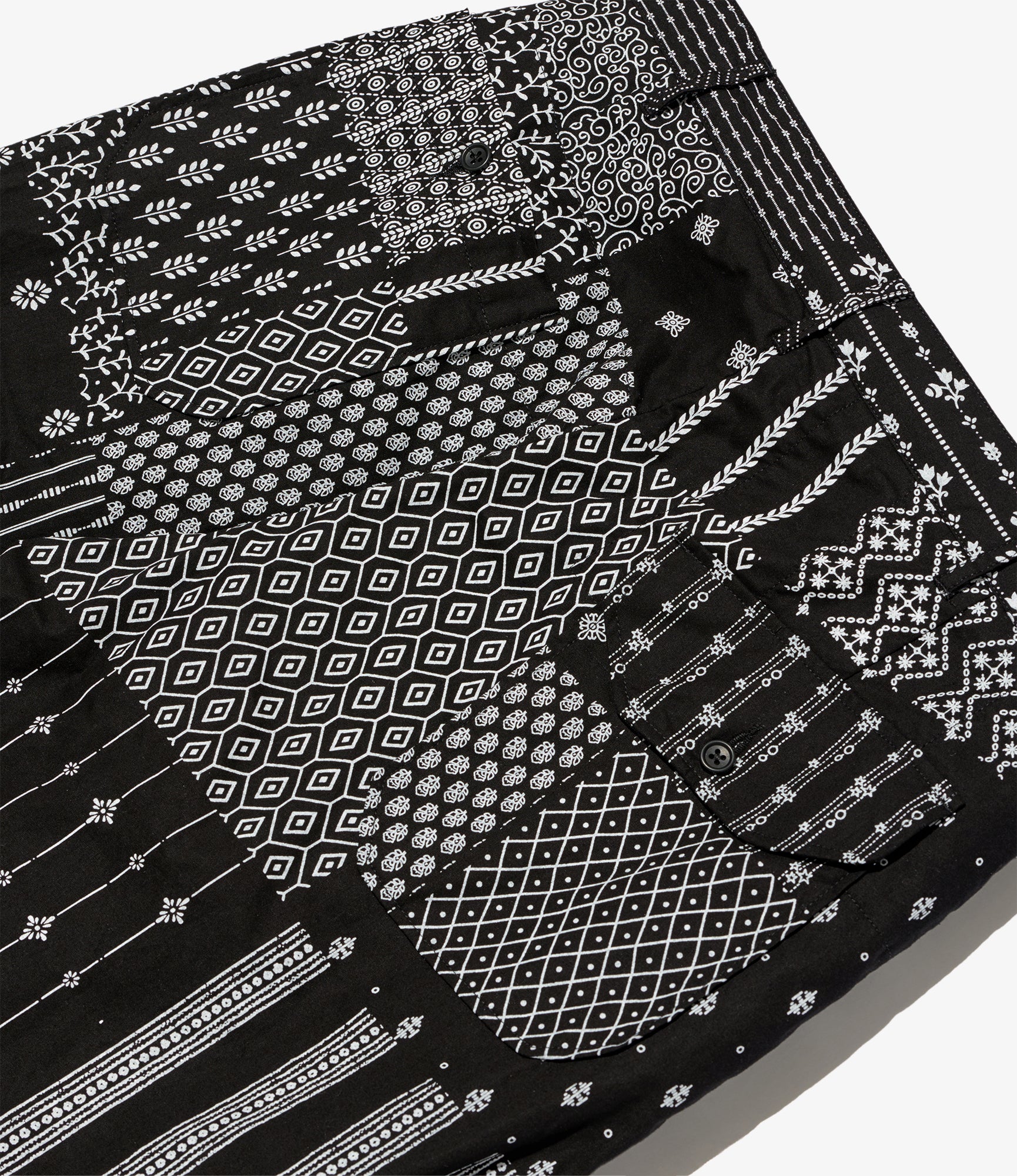 Carlyle Pant - Black/White Cotton Patchwork Print