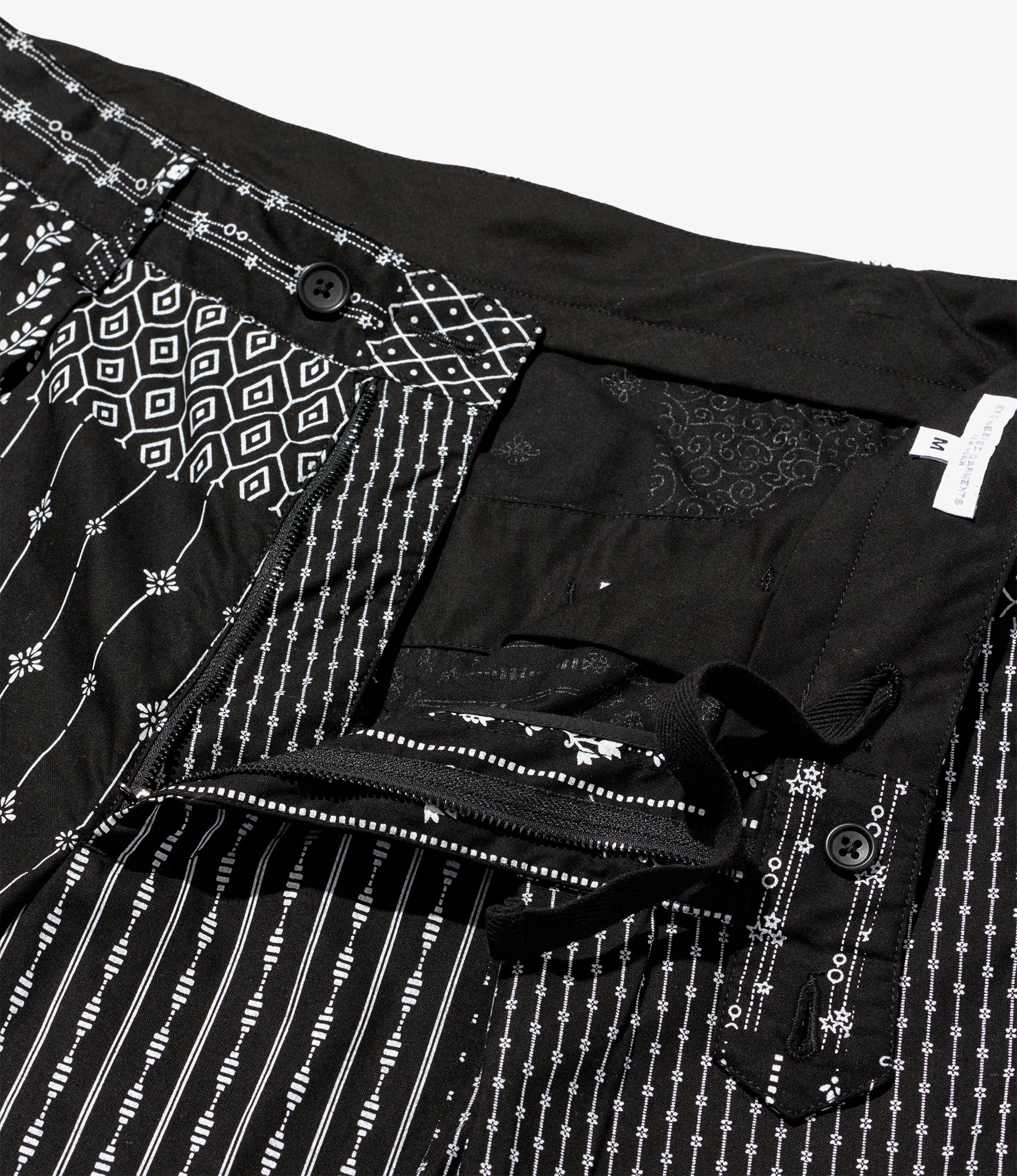 Carlyle Pant - Black/White Cotton Patchwork Print