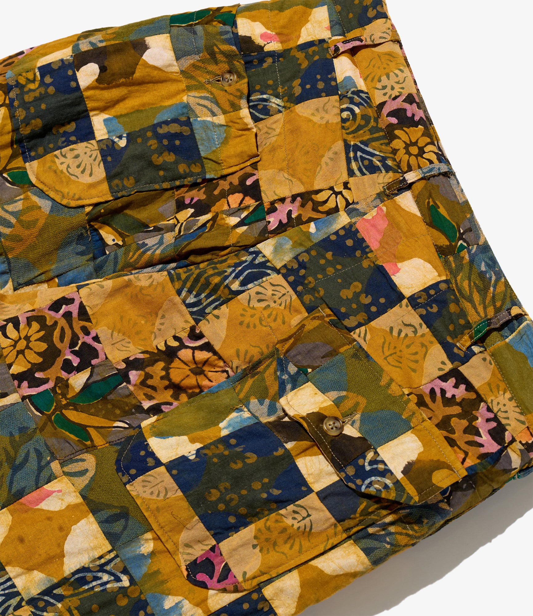 Carlyle Pant - Olive Cotton Multi Pattern Patchwork