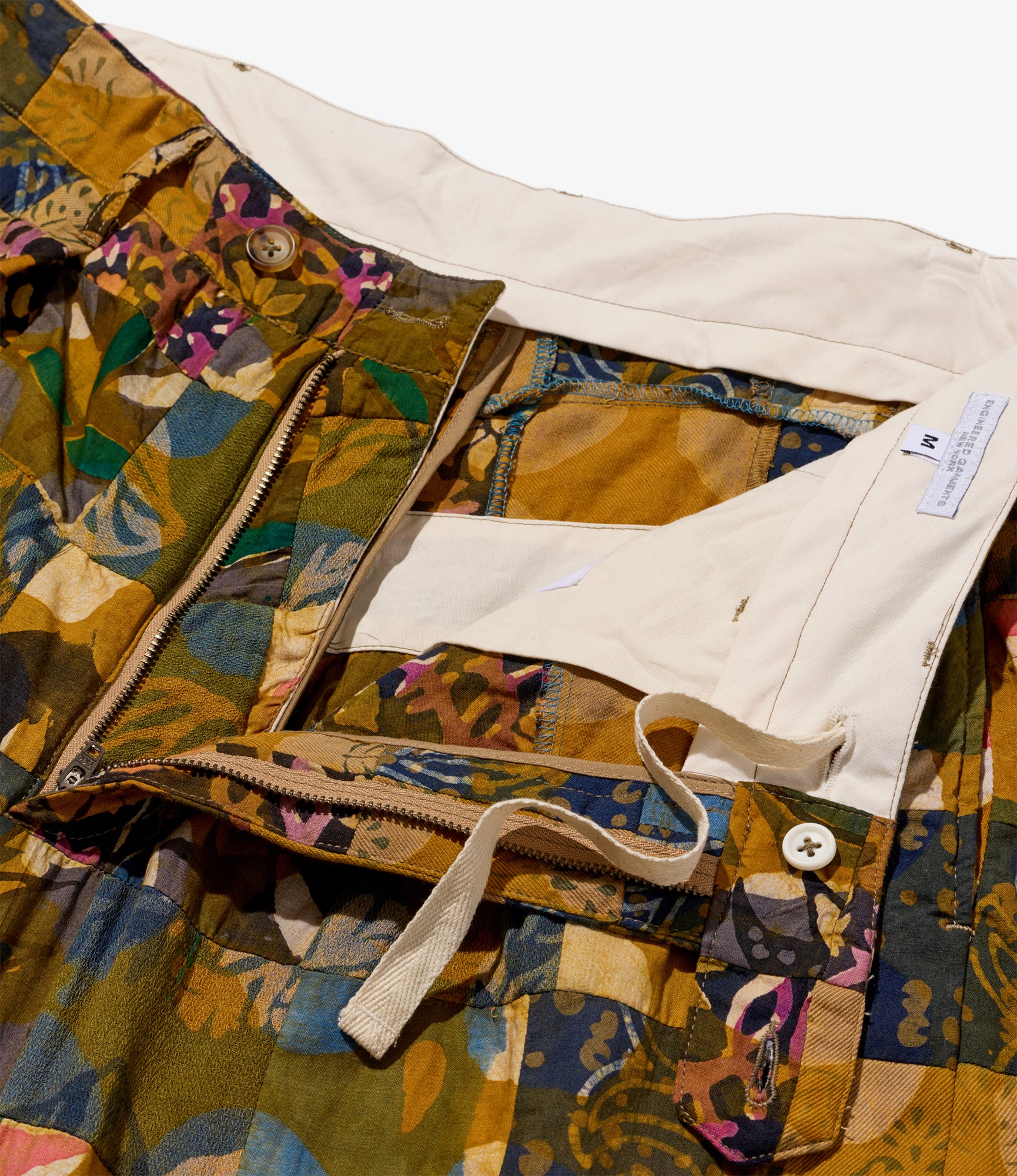 Carlyle Pant - Olive Cotton Multi Pattern Patchwork