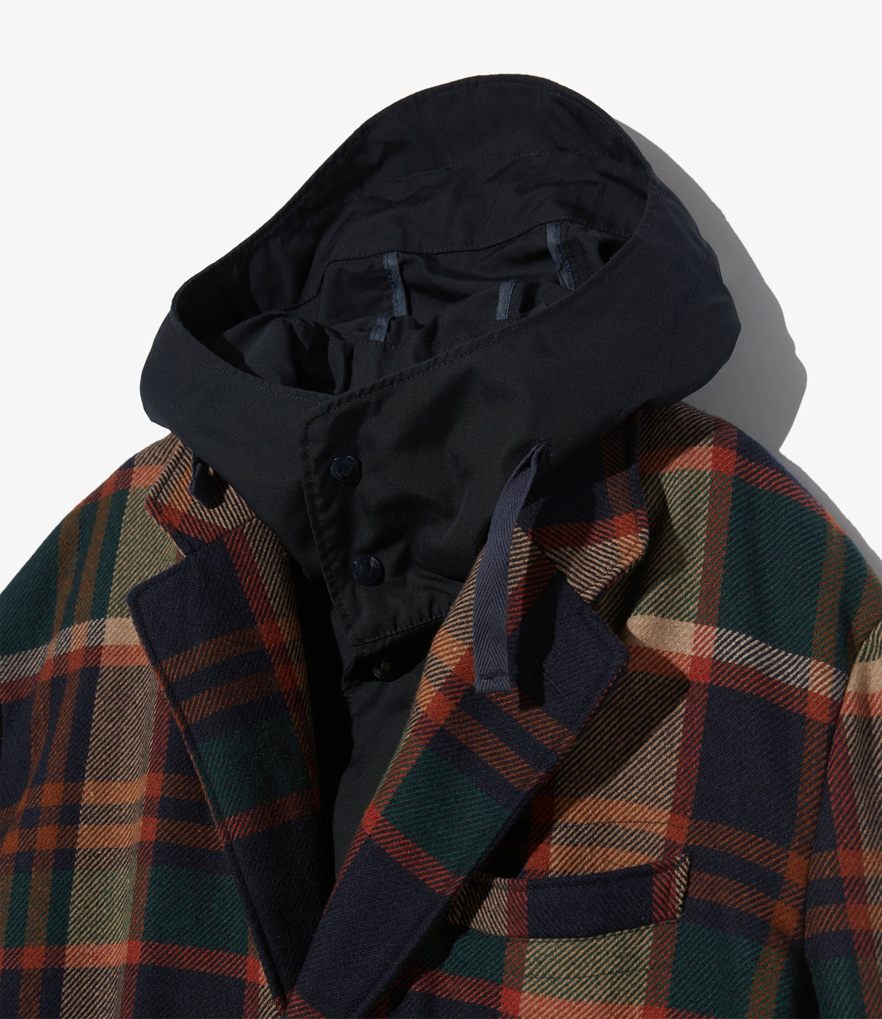 Chester Coat - Navy/Brown Heavy Wool Plaid