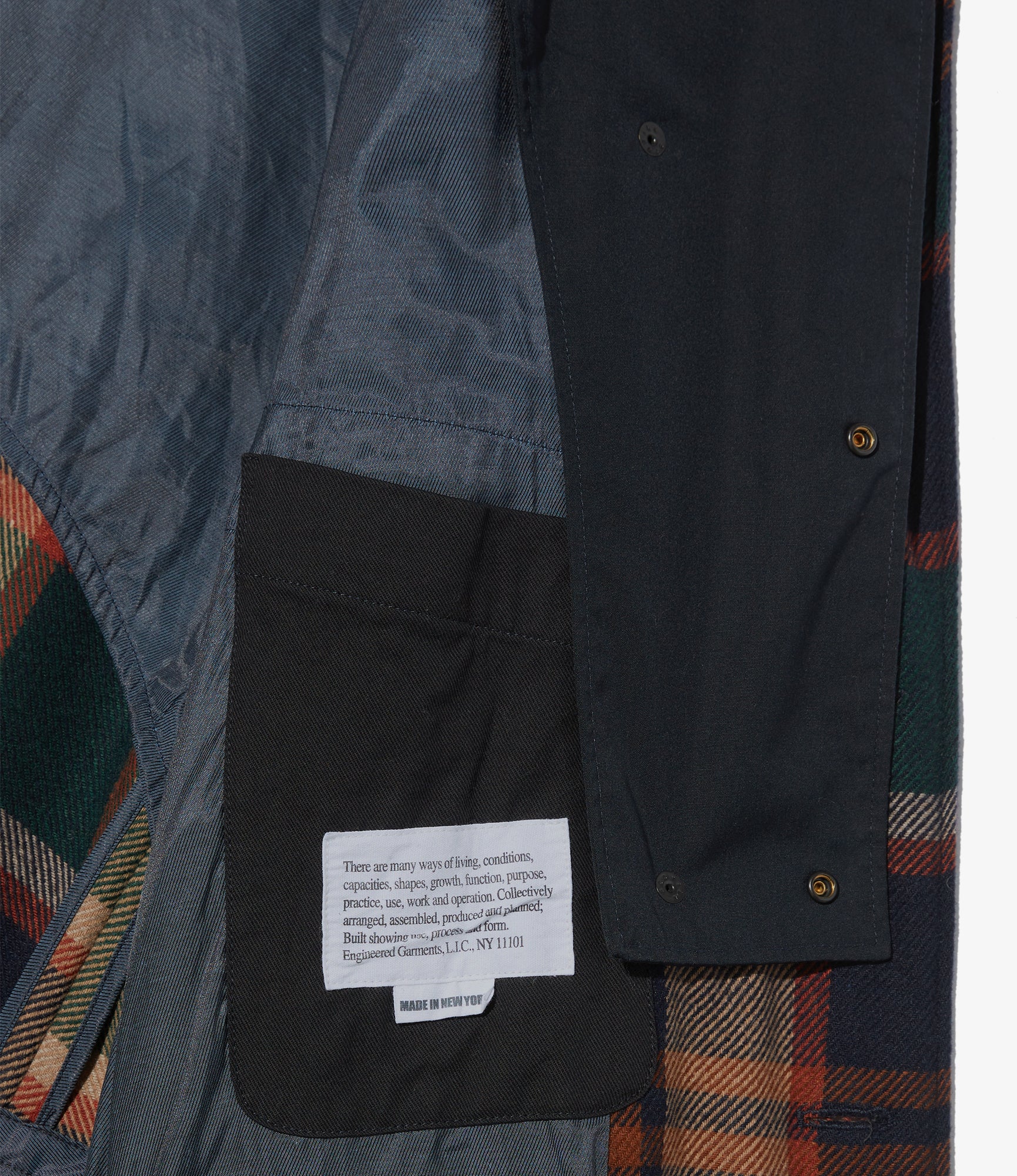 Chester Coat - Navy/Brown Heavy Wool Plaid