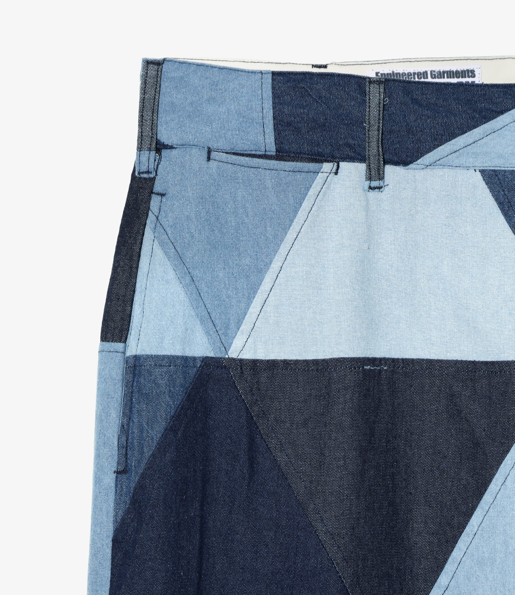 Chino Pant - Indigo Denim Triangle Paper Patchwork