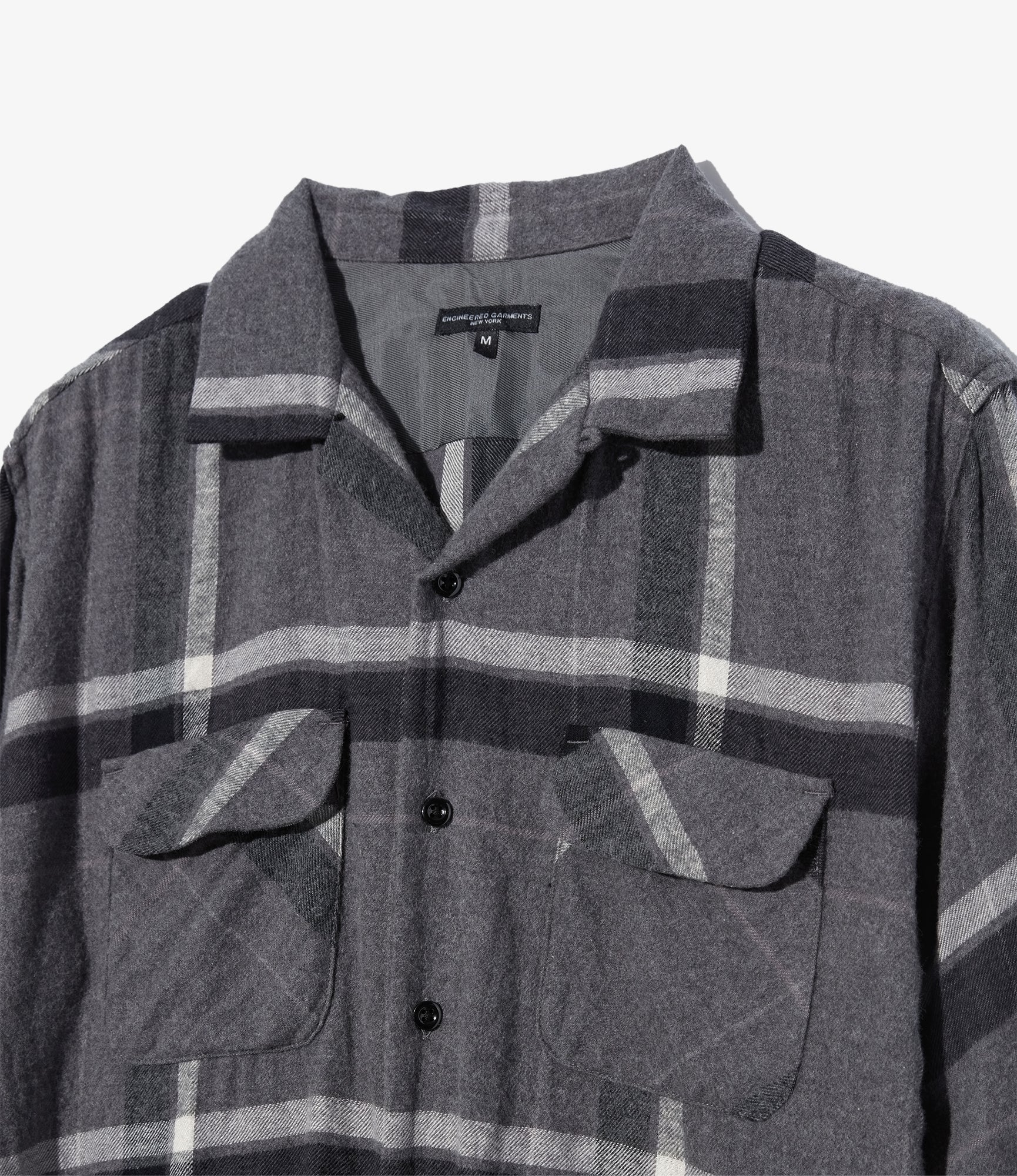 Classic Shirt - Grey/Black Cotton Brushed Big Plaid