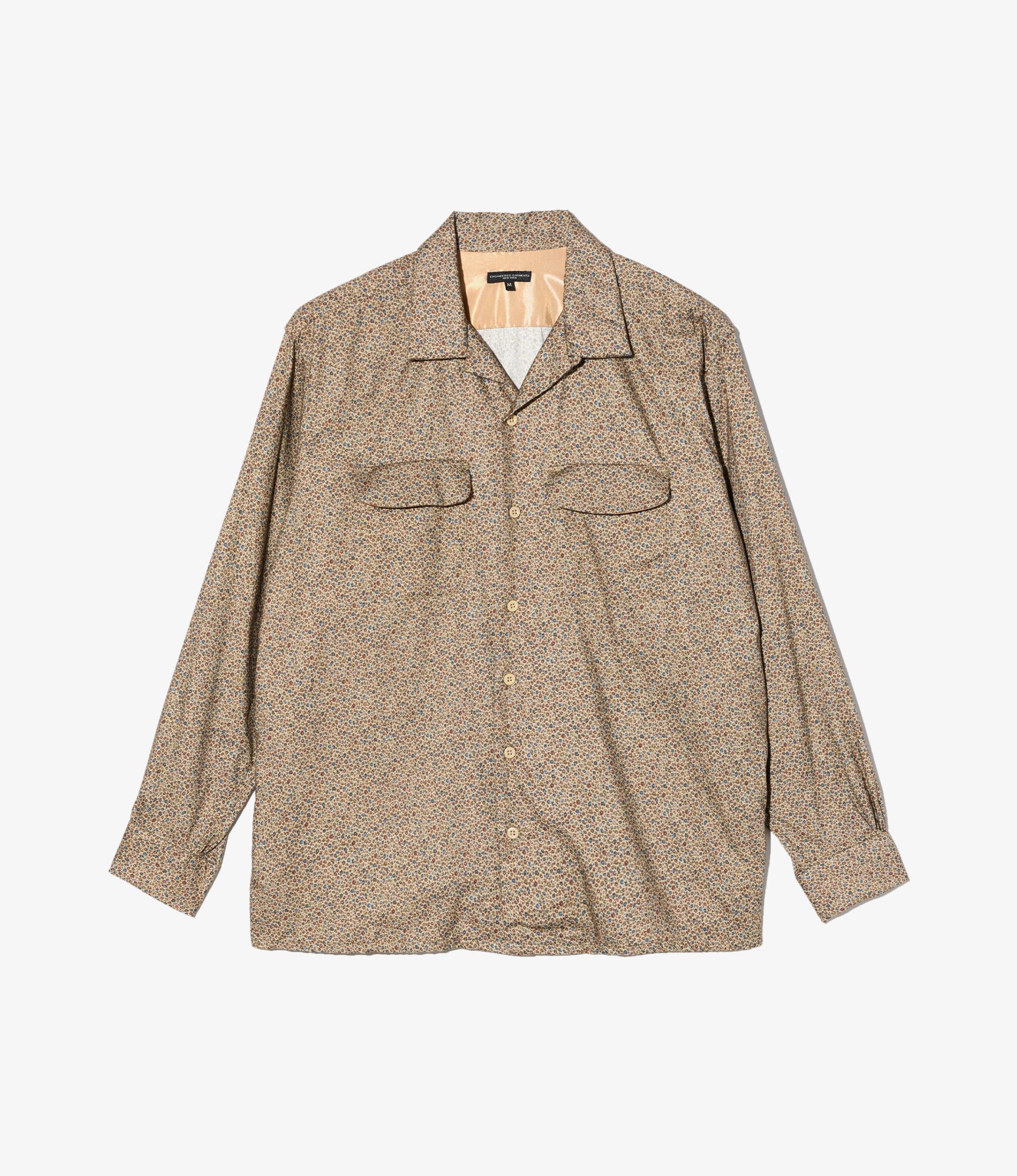Classic Shirt - Khaki Cotton Small Floral Print Flannel