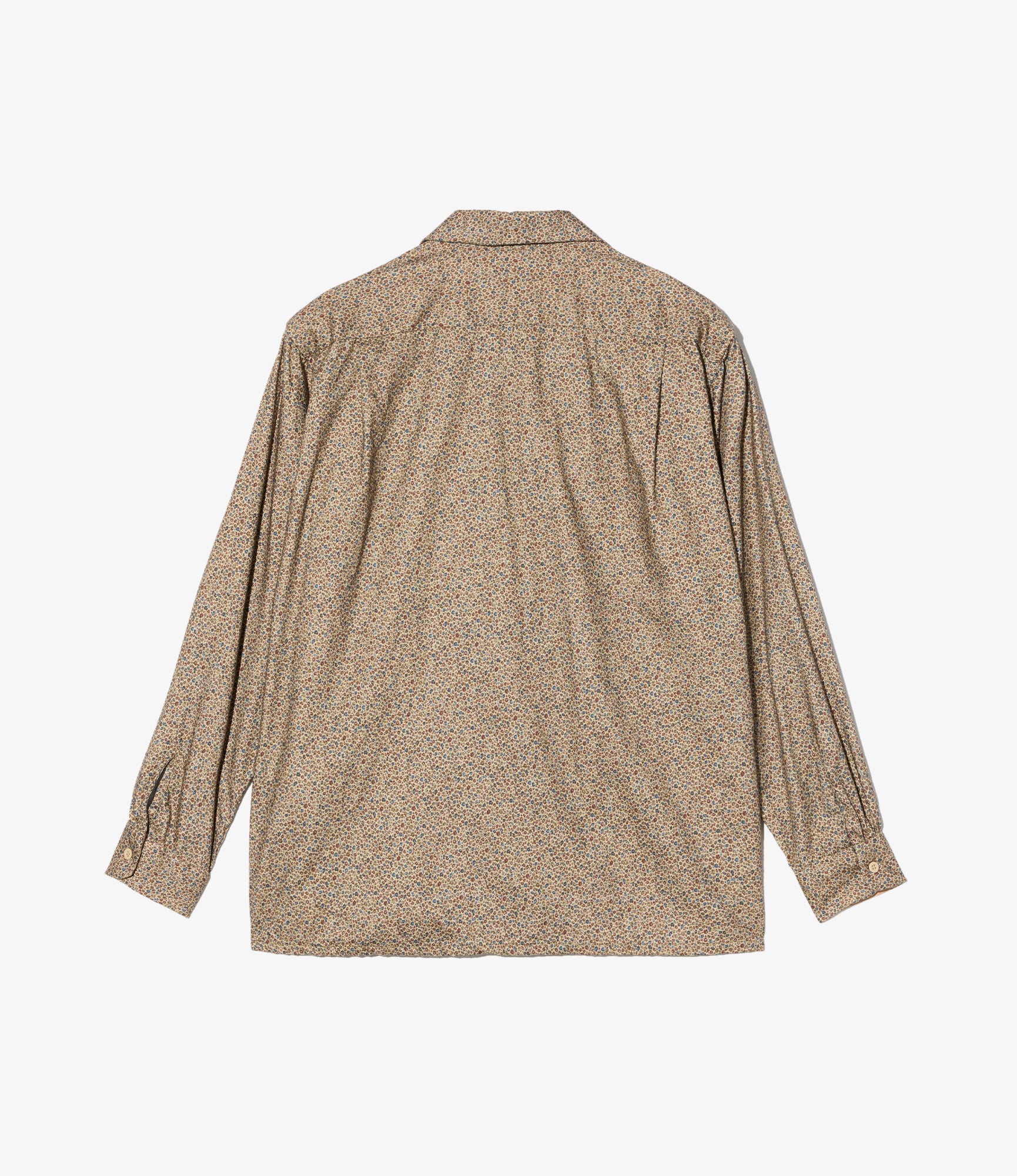 Classic Shirt - Khaki Cotton Small Floral Print Flannel