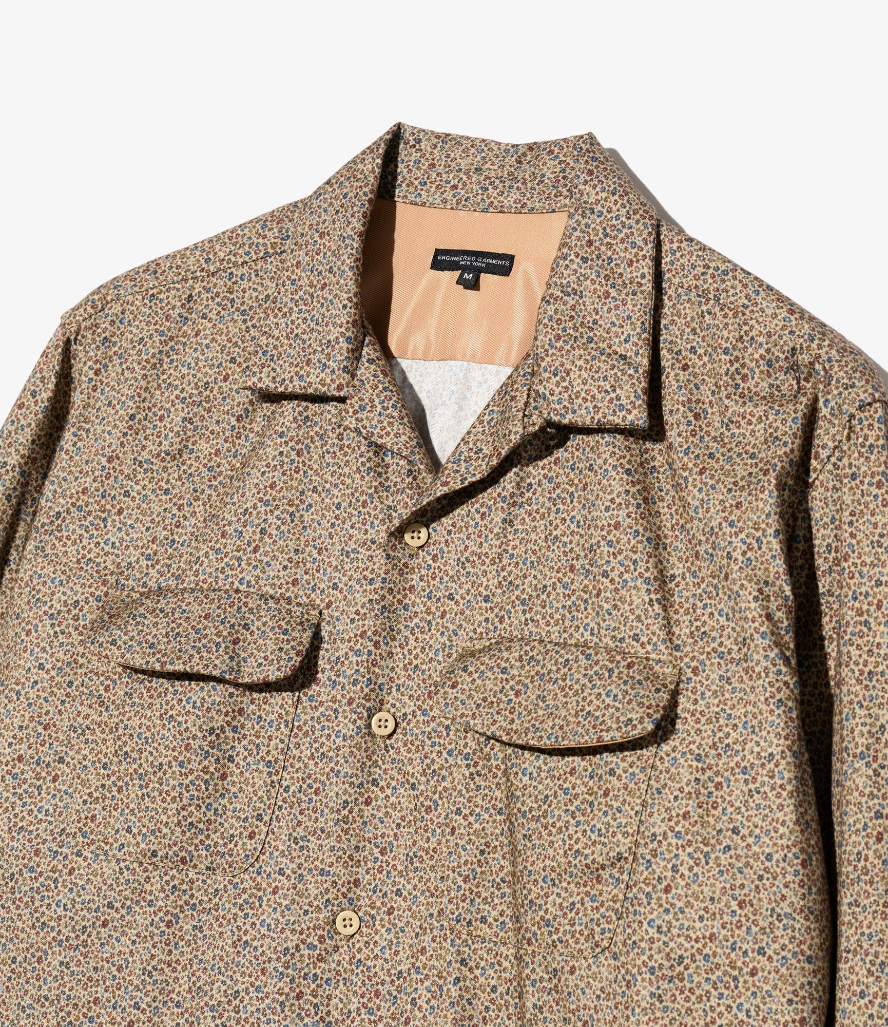 Classic Shirt - Khaki Cotton Small Floral Print Flannel