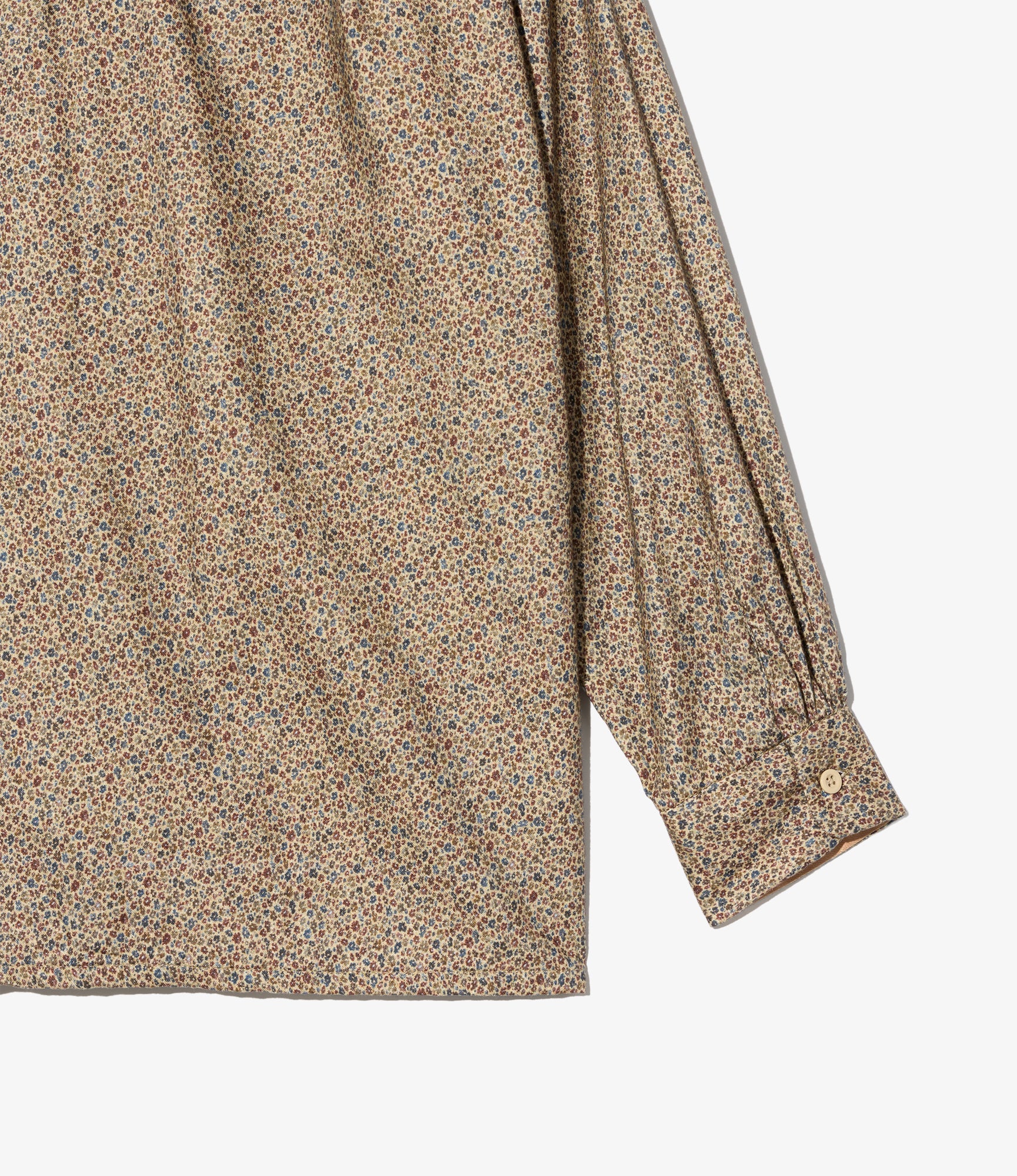 Classic Shirt - Khaki Cotton Small Floral Print Flannel