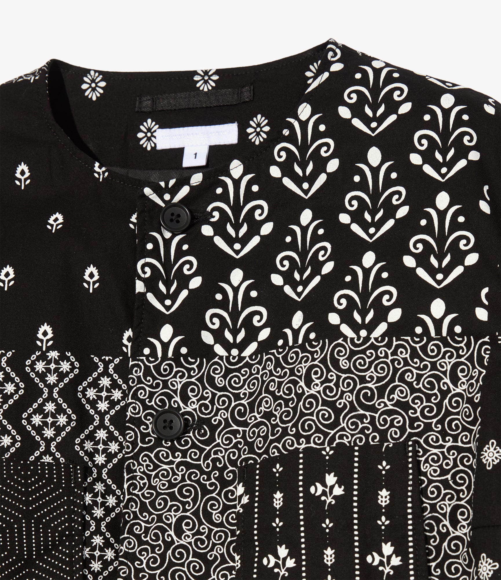 Women's CN Jacket - Black/White Cotton Patchwork Print