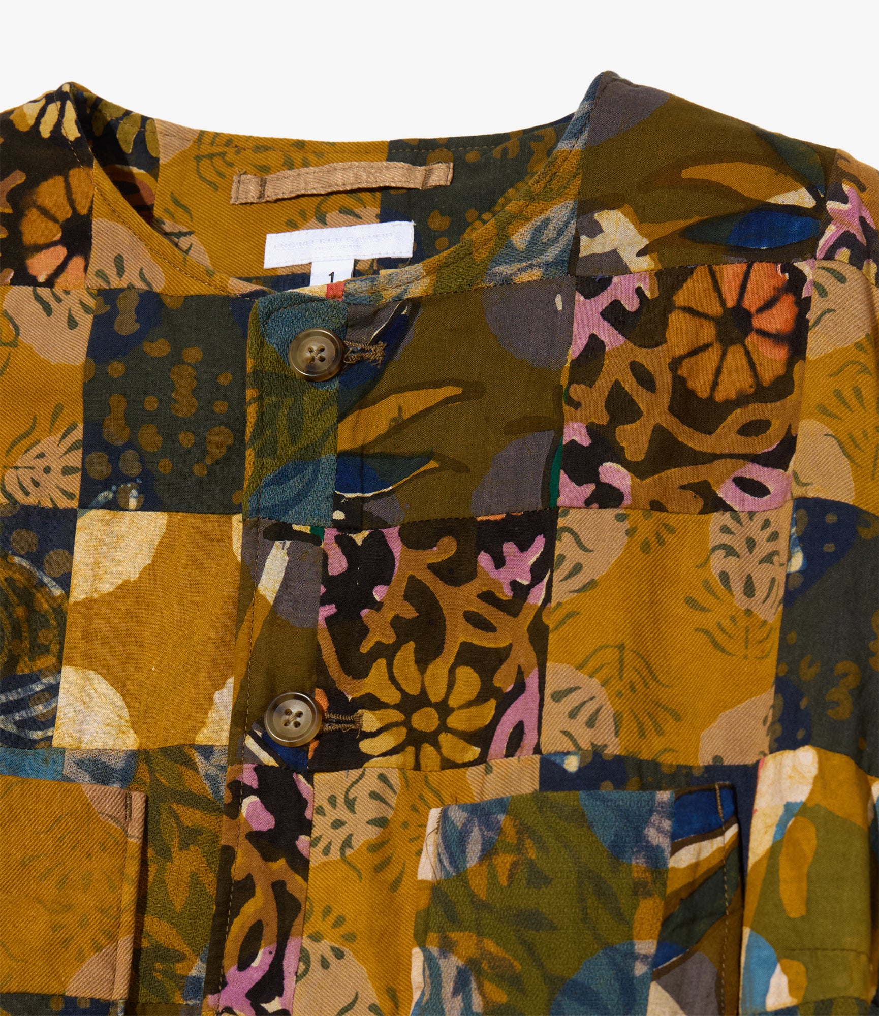 Women's CN Jacket - Olive Cotton Multi Pattern Patchwork