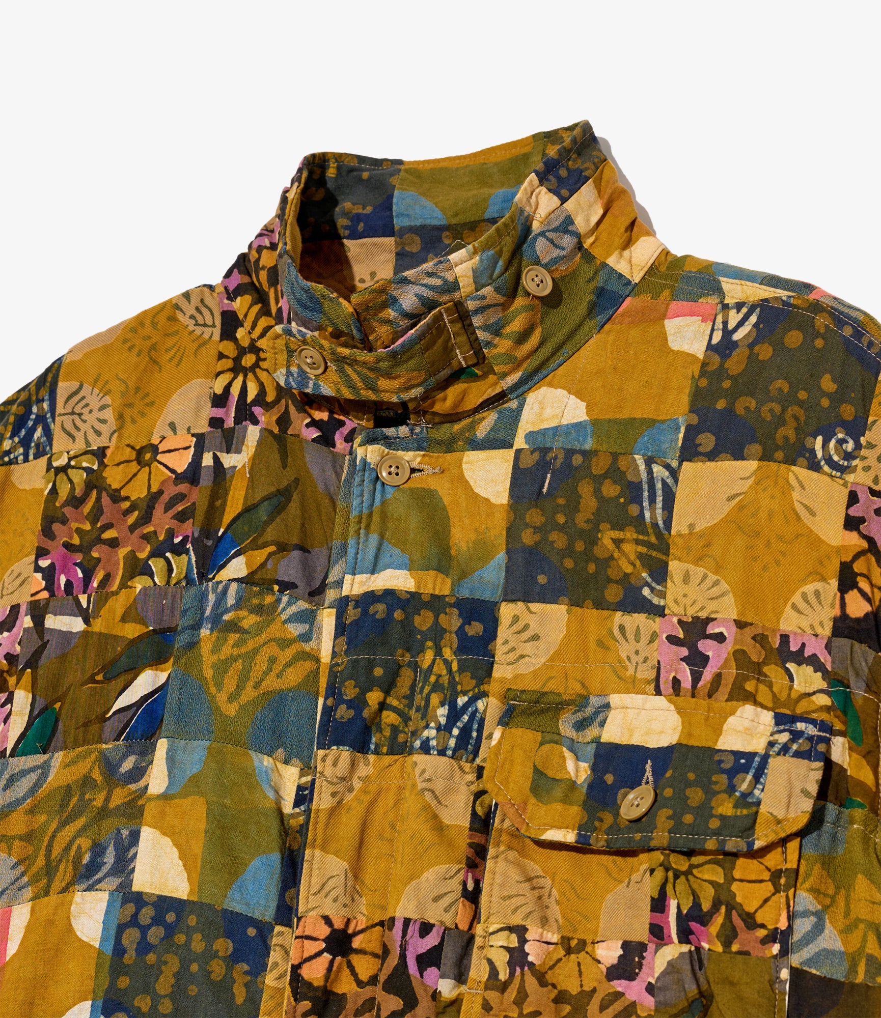 Combi Suit - Olive Cotton Multi Pattern Patchwork