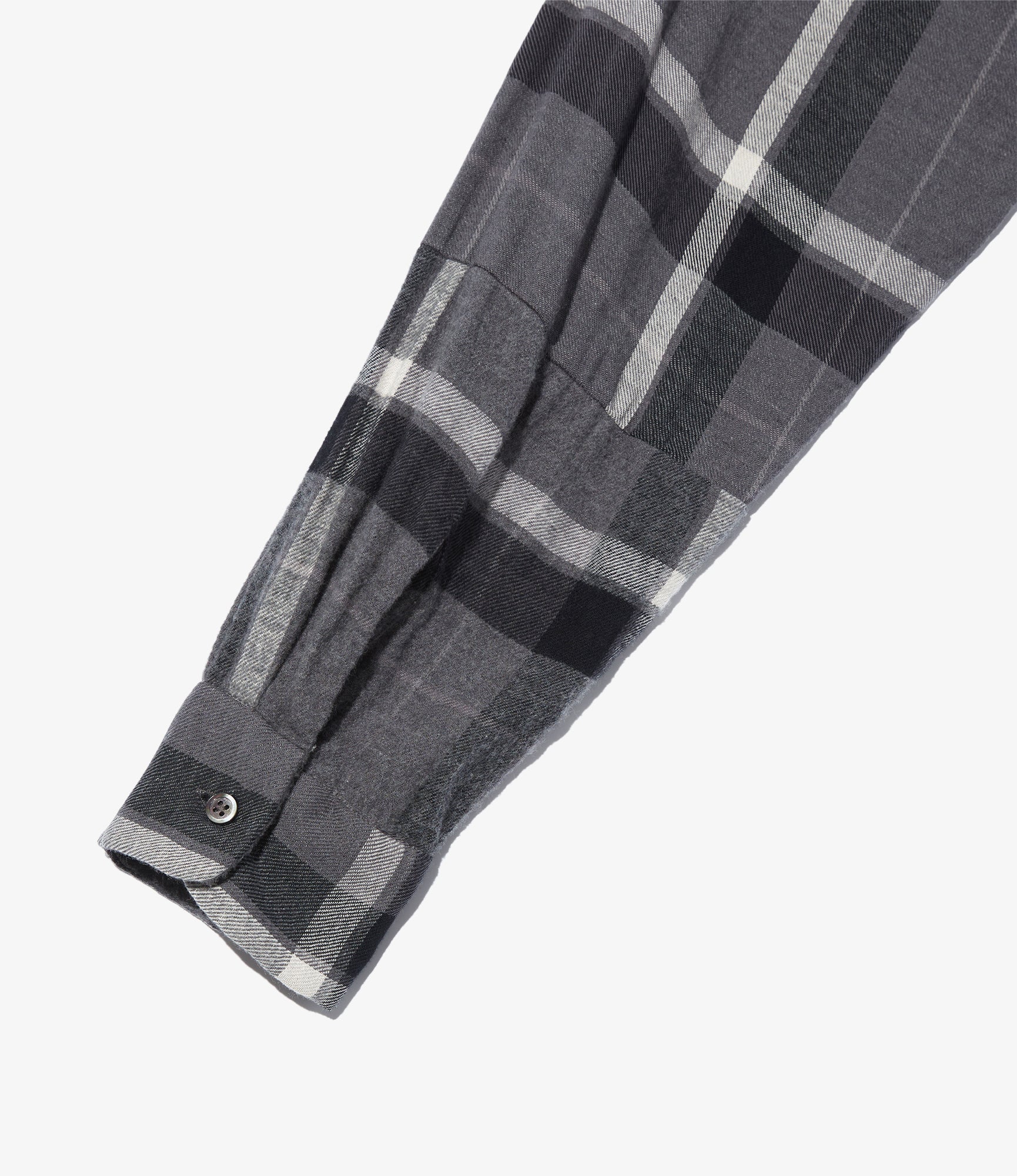 Combo Short Collar Shirt - Grey/Black Cotton Brushed Big Plaid