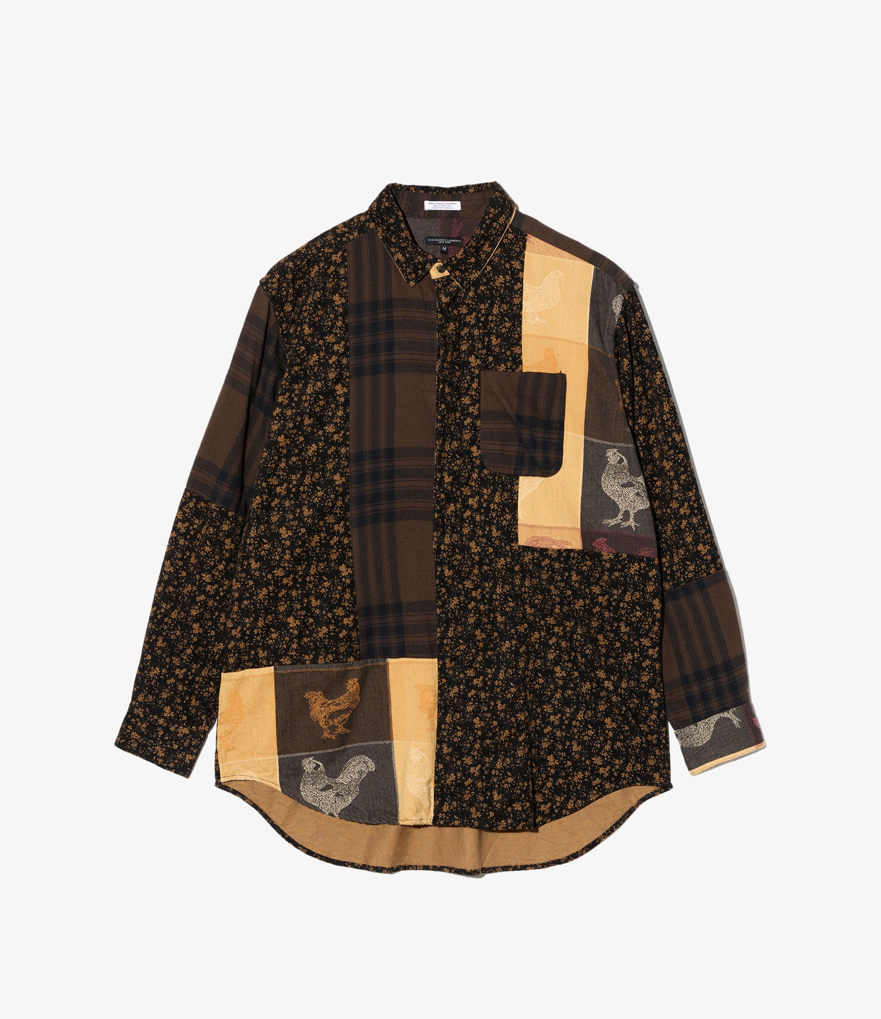 Combo Short Collar Shirt - Brown/Black Cotton Flannel Plaid