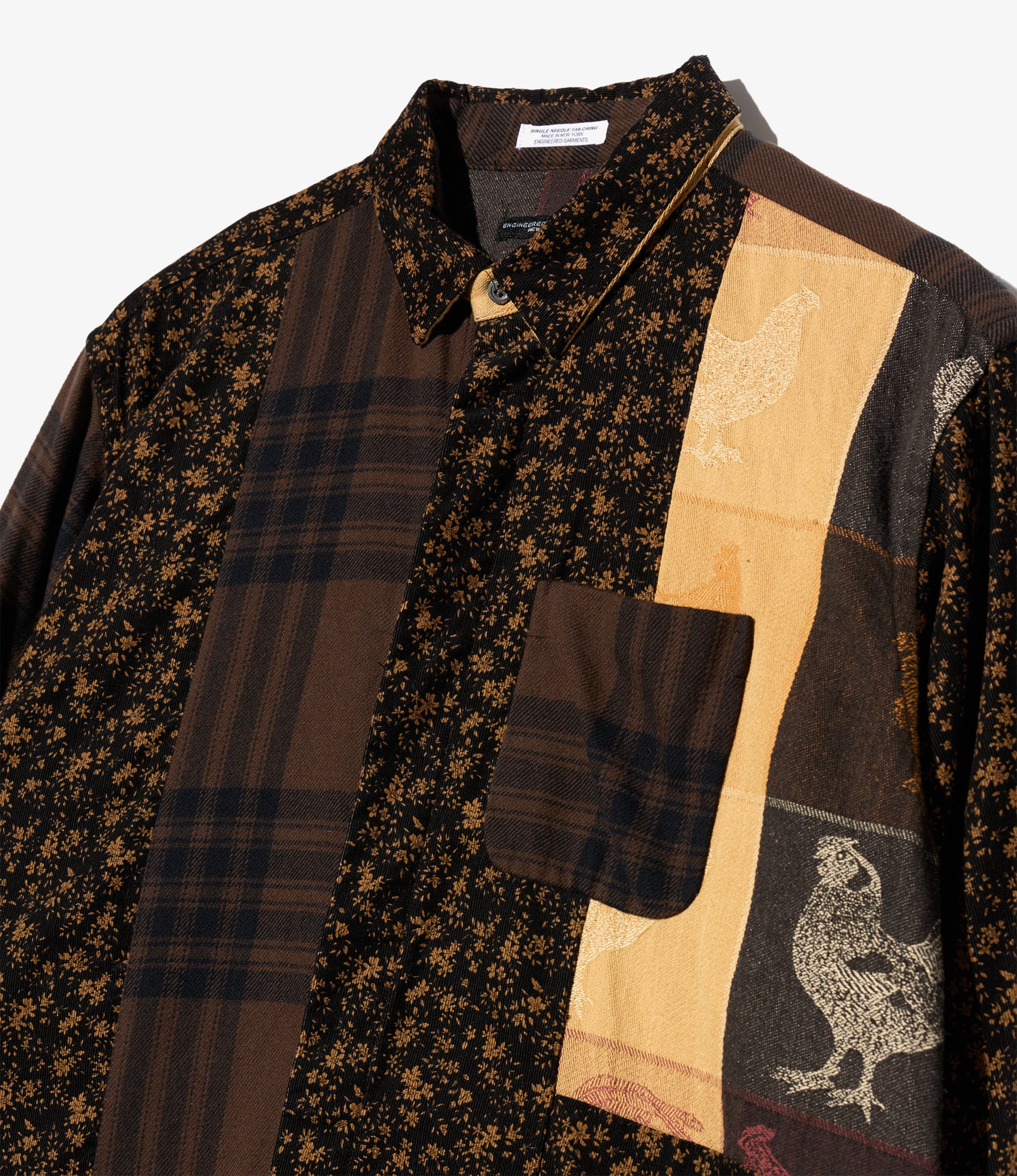 Combo Short Collar Shirt - Brown/Black Cotton Flannel Plaid