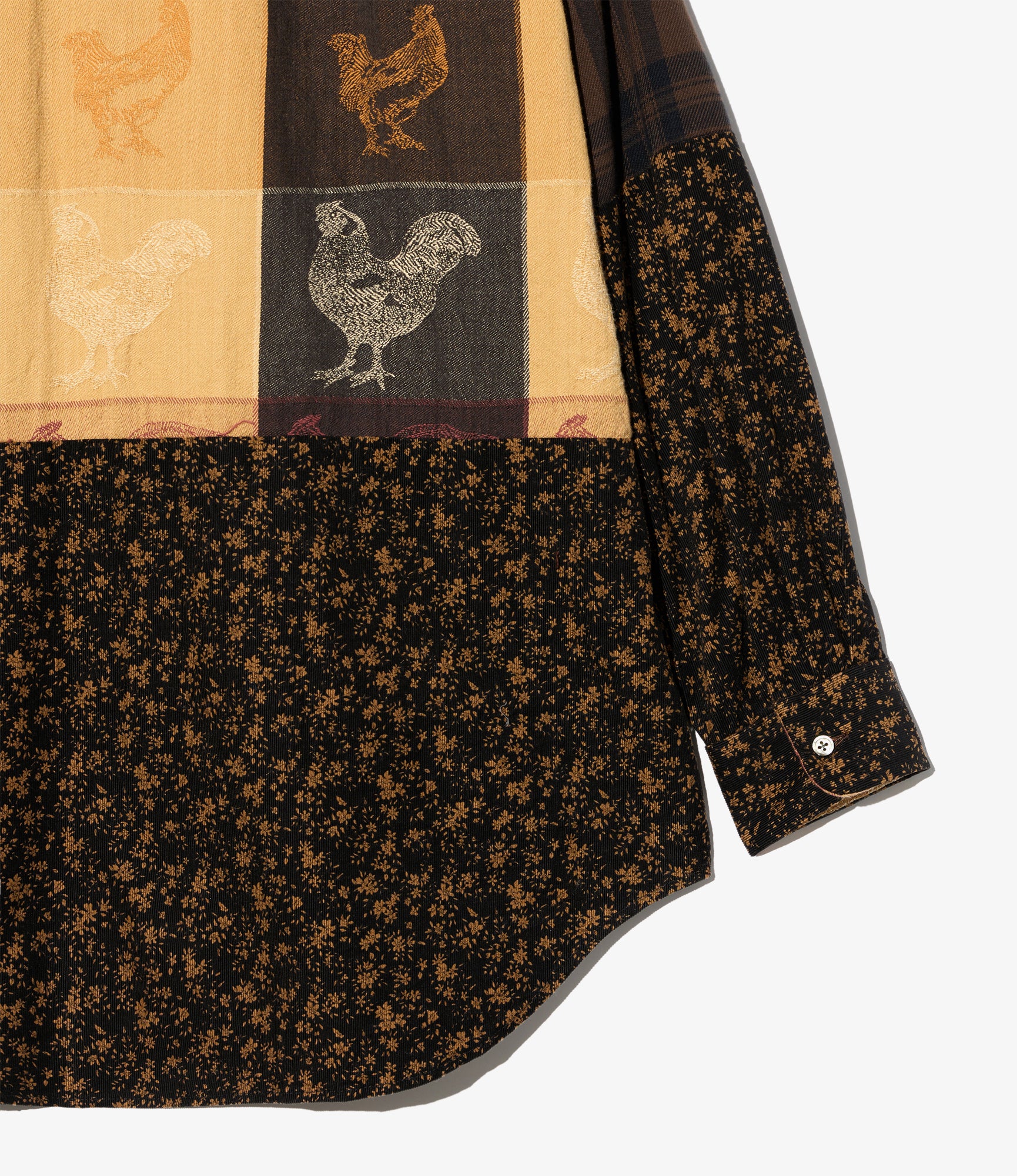 Combo Short Collar Shirt - Brown/Black Cotton Flannel Plaid