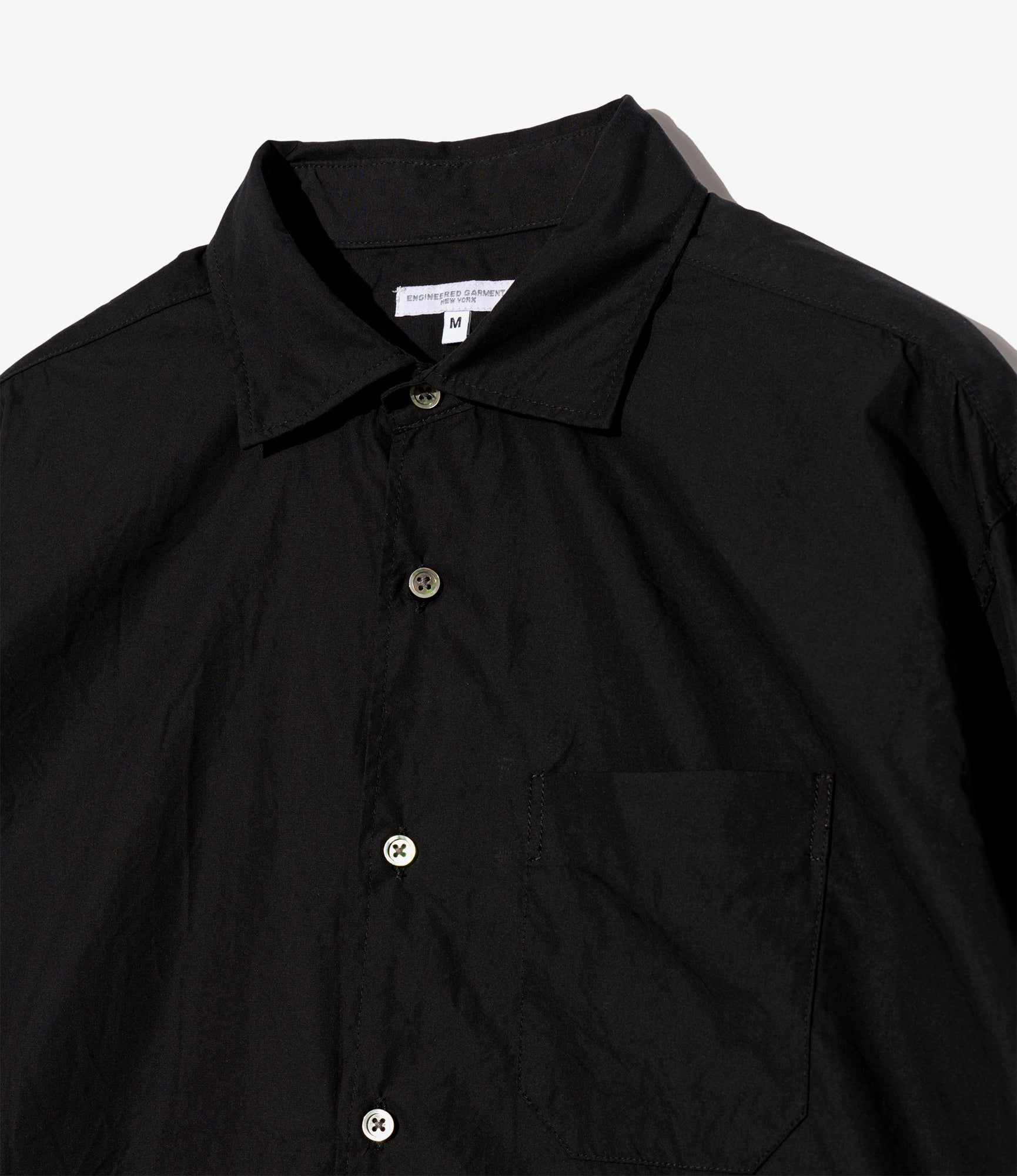 Combo Spread Collar Shirt - Black 100's 2 Ply Cotton Broadcloth