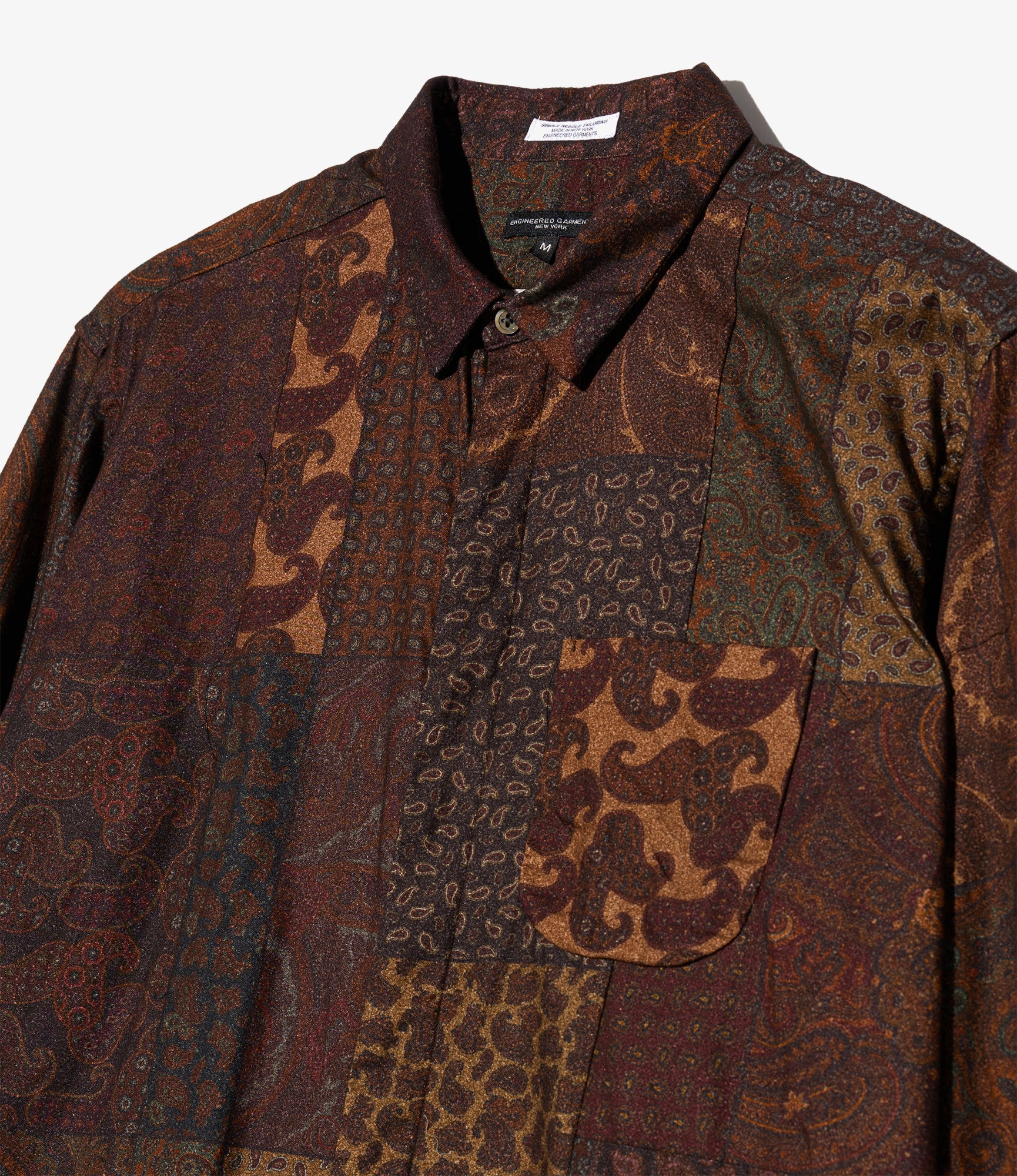 Combo Short Collar Shirt - Dk. Brown Cotton Paisley PW Print