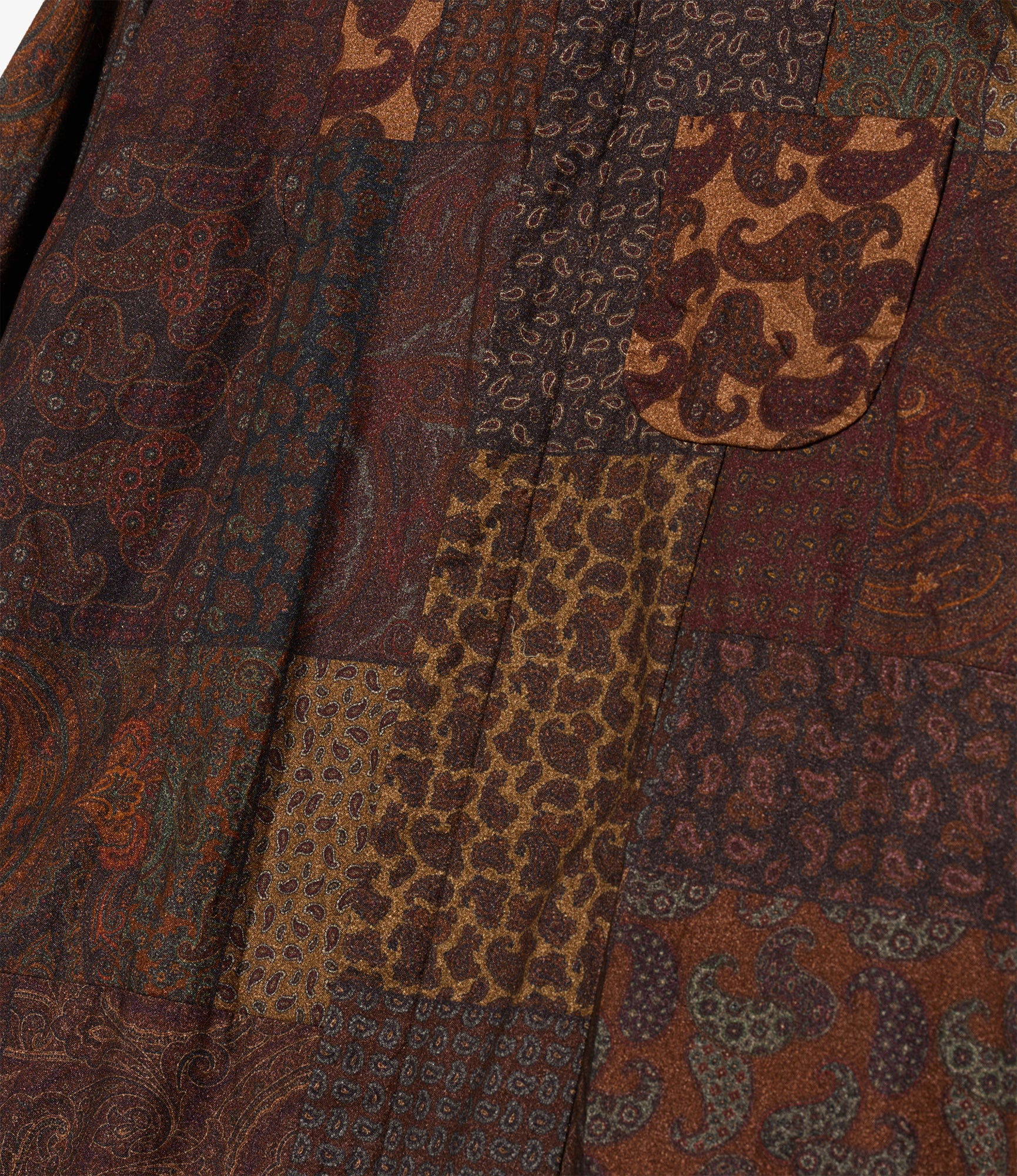 Combo Short Collar Shirt - Dk. Brown Cotton Paisley PW Print