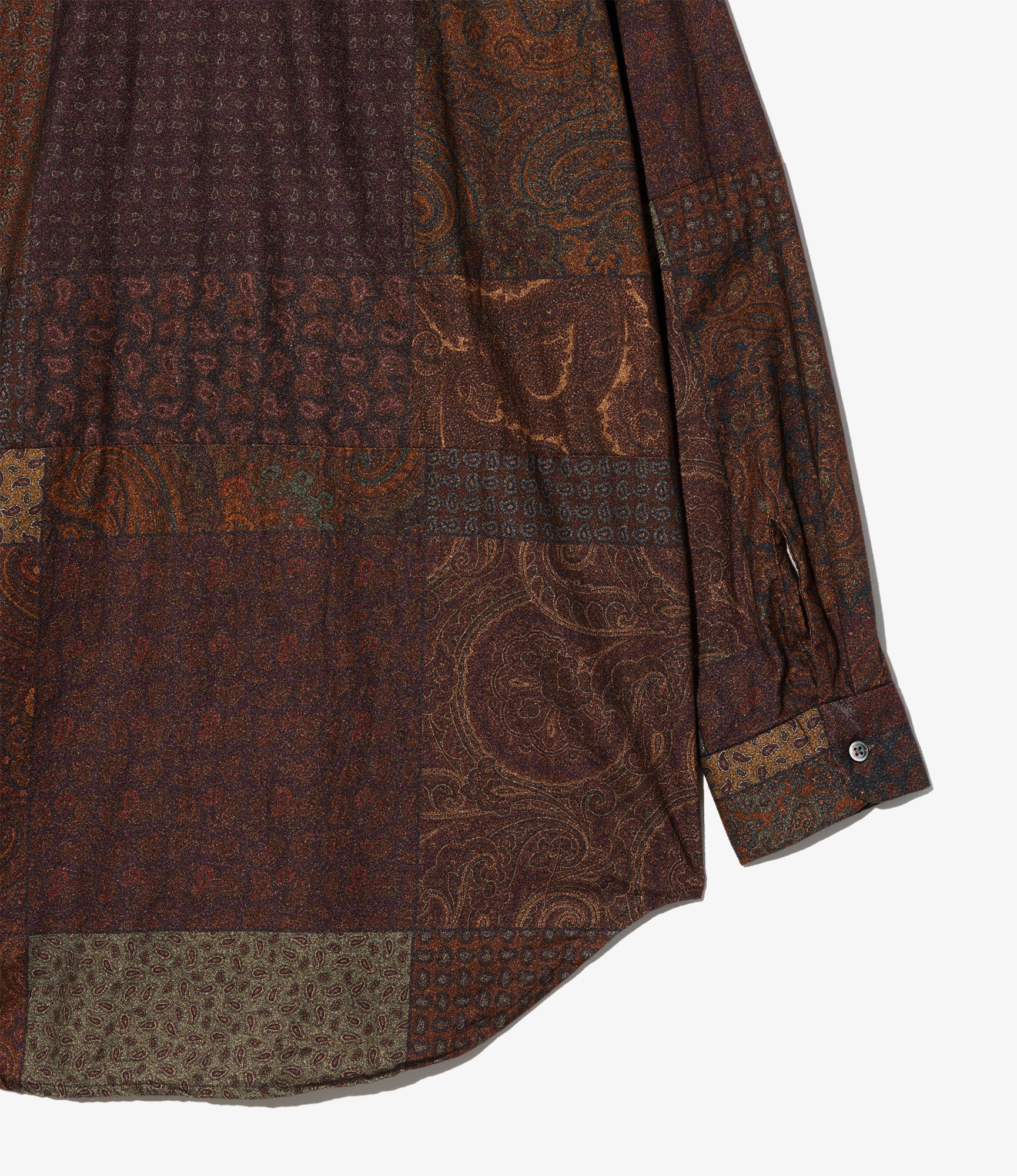 Combo Short Collar Shirt - Dk. Brown Cotton Paisley PW Print