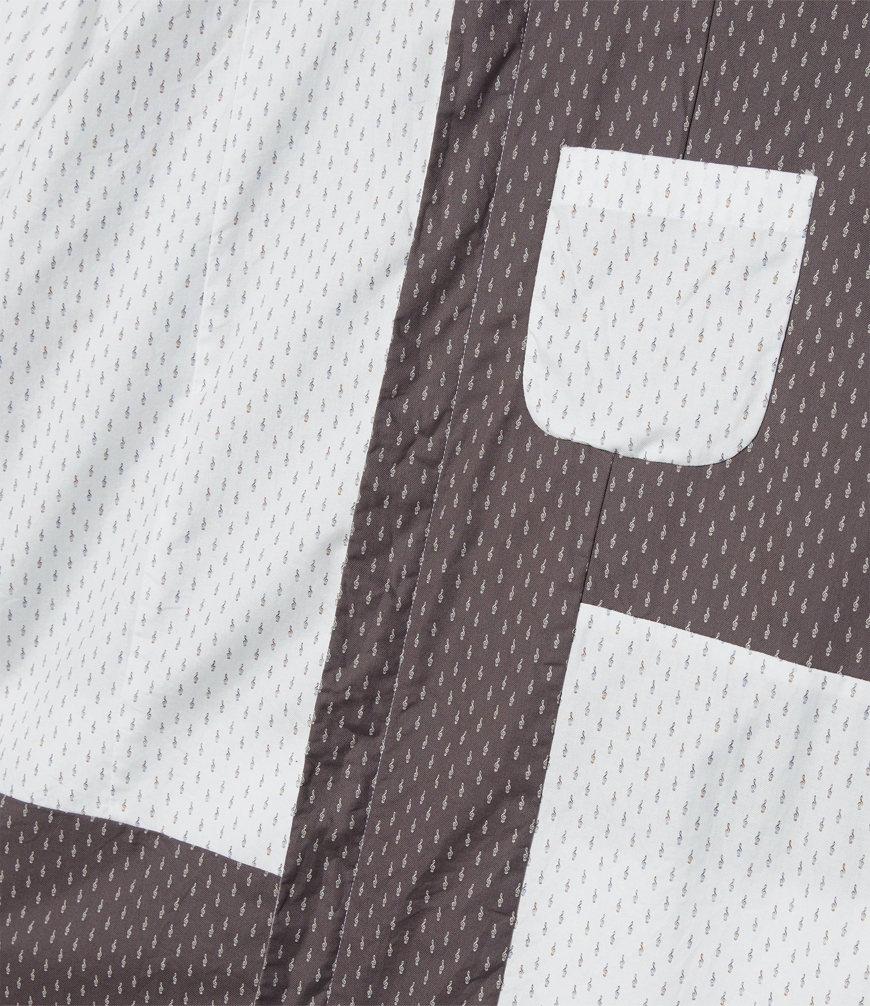 Combo Short Collar Shirt - White Cotton Music Print