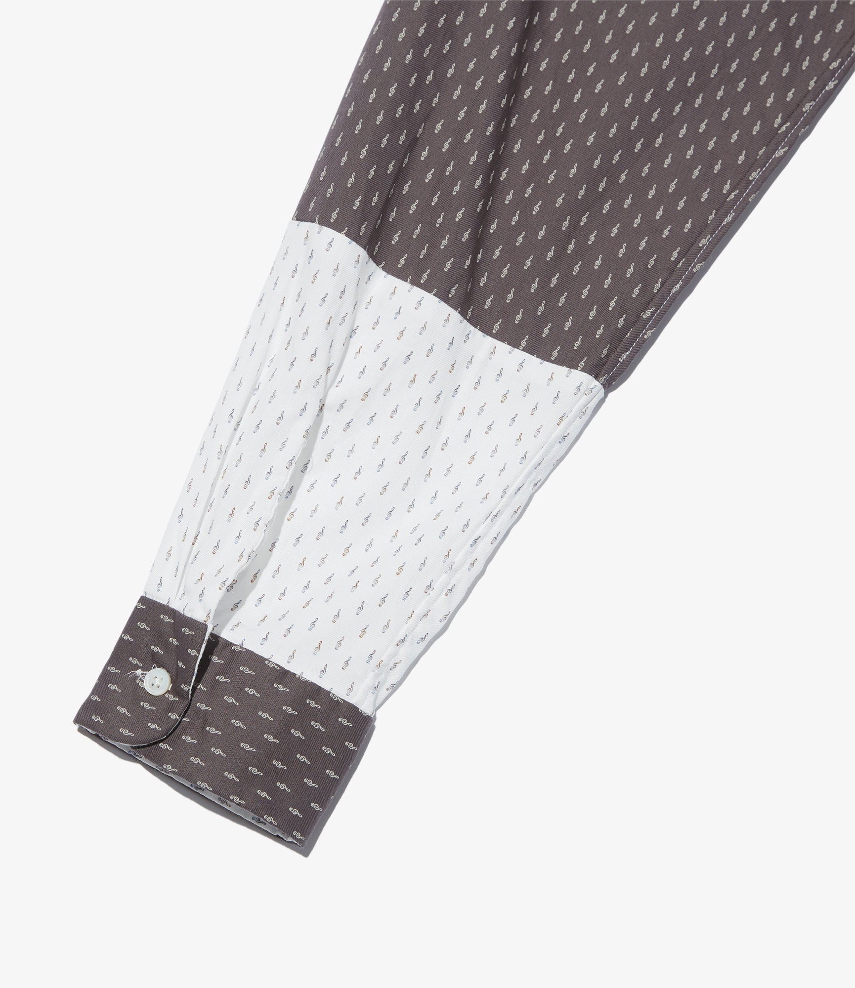 Combo Short Collar Shirt - White Cotton Music Print