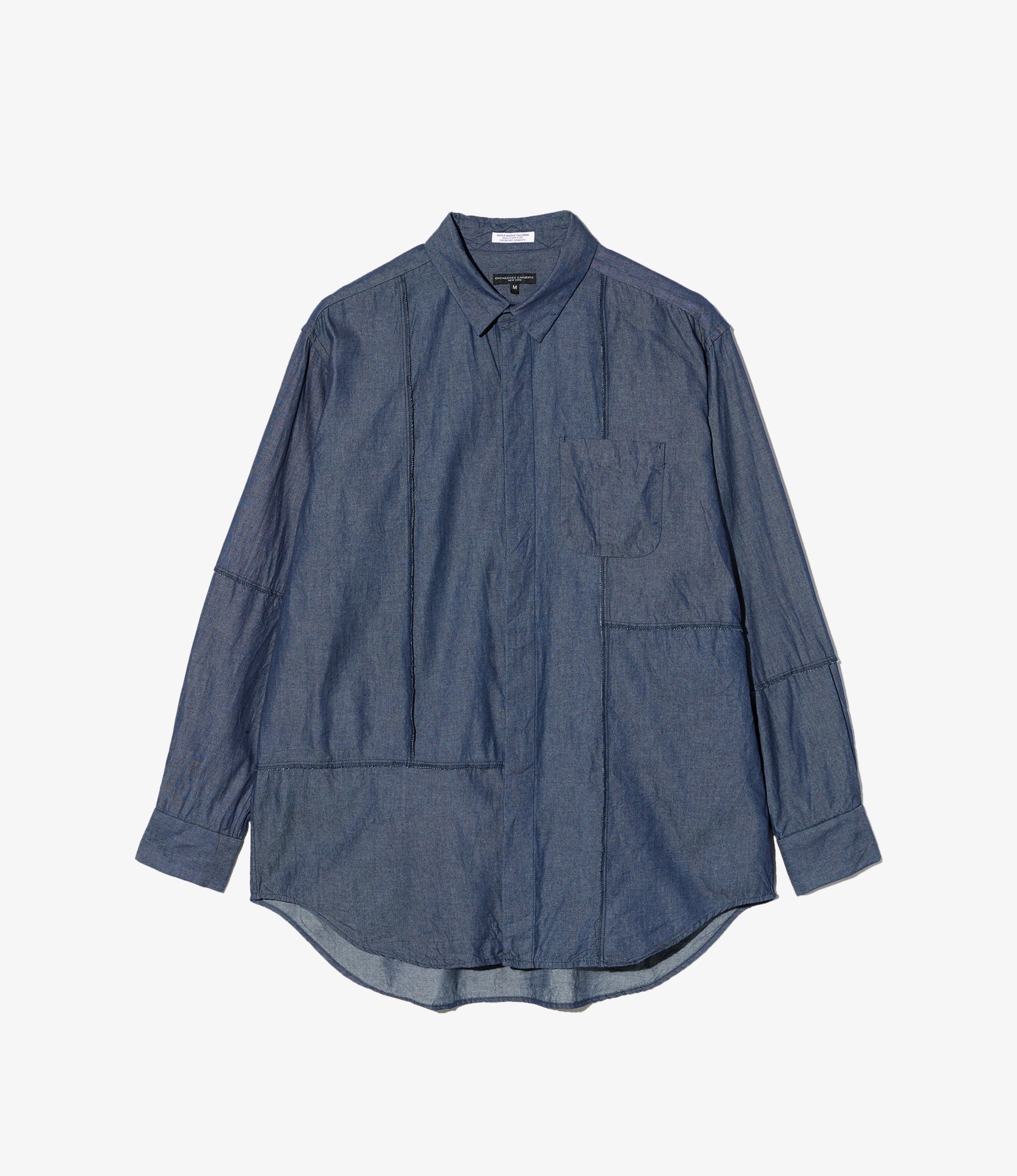 Combo Short Collar Shirt - Indigo Cotton Denim Shirting