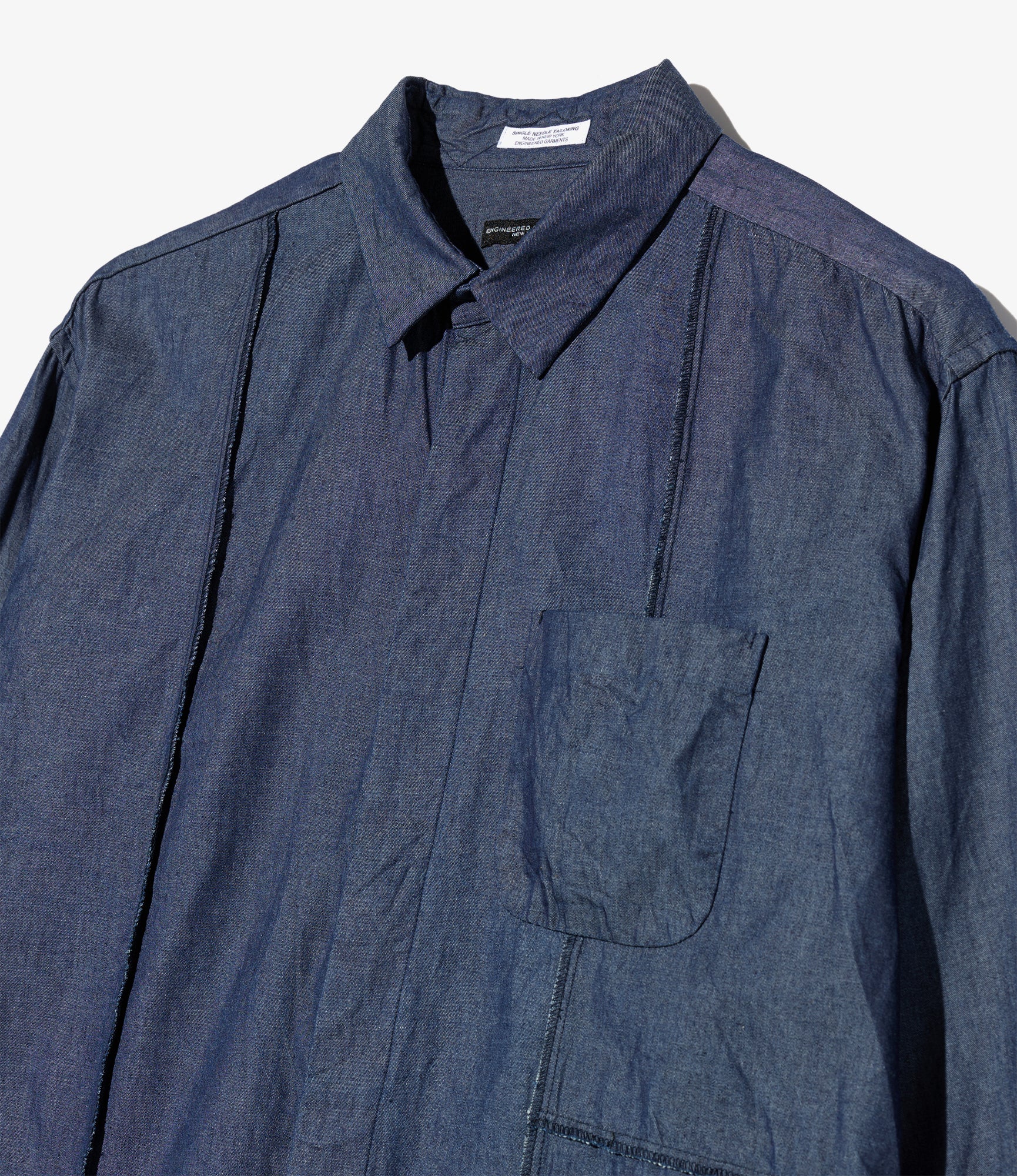 Combo Short Collar Shirt - Indigo Cotton Denim Shirting