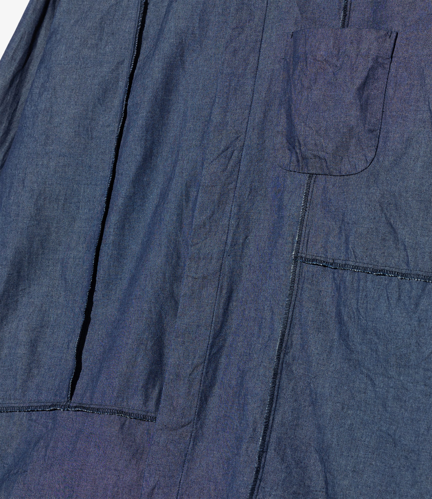 Combo Short Collar Shirt - Indigo Cotton Denim Shirting