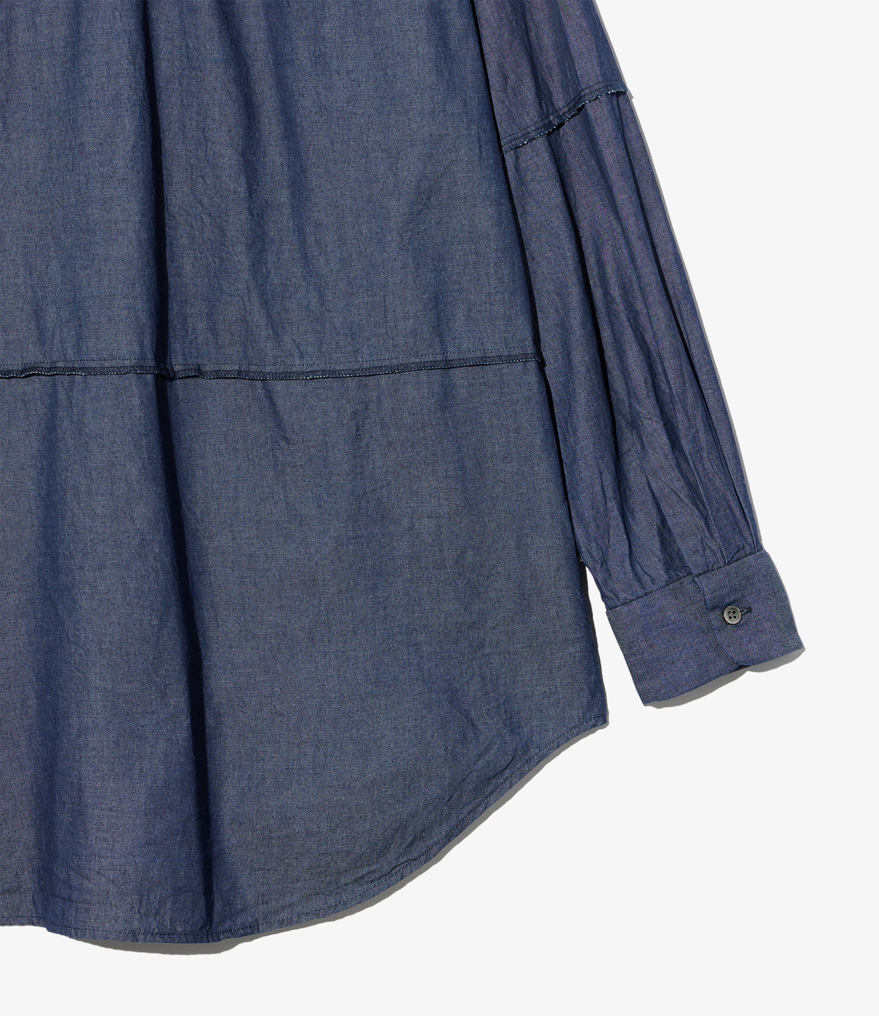 Combo Short Collar Shirt - Indigo Cotton Denim Shirting