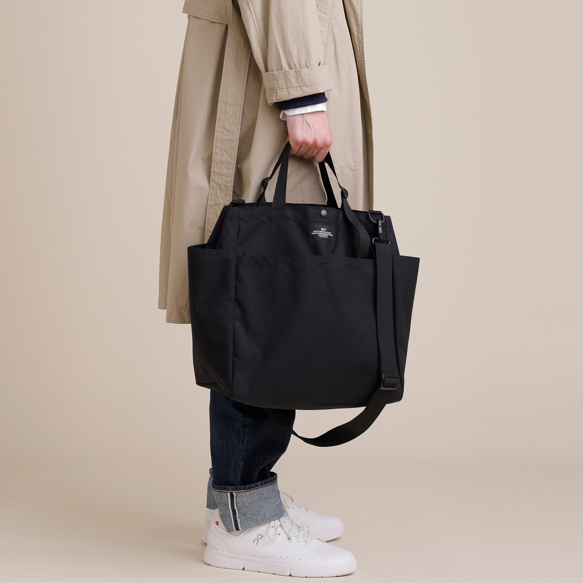 Carry-all Beach Bag - Canvas Nylon - Black