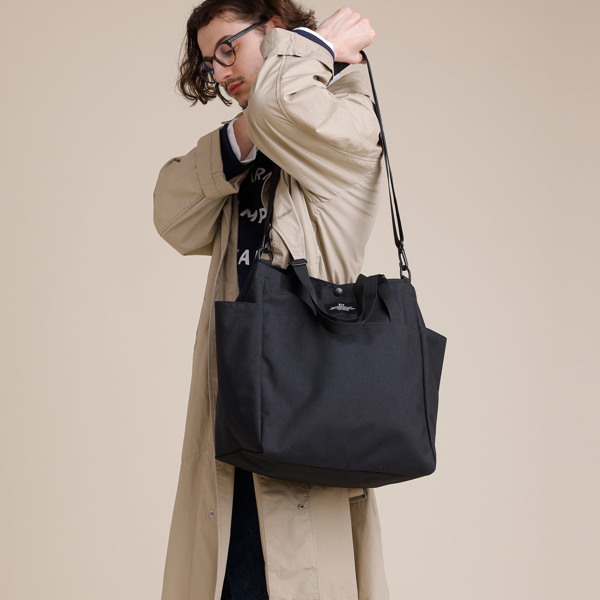 Carry-all Beach Bag - Canvas Nylon - Black