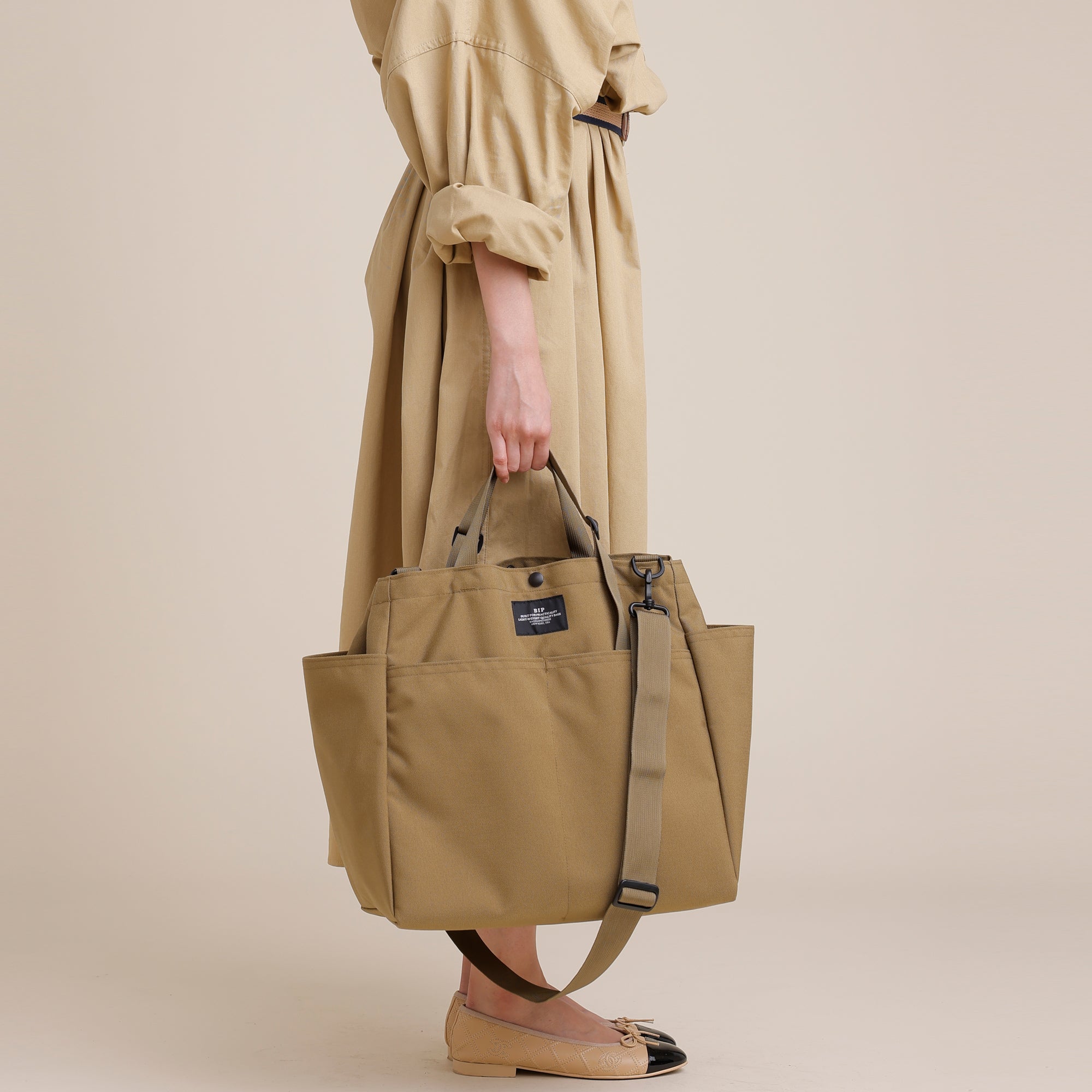 Carry-all Beach Bag - Canvas Nylon - Khaki