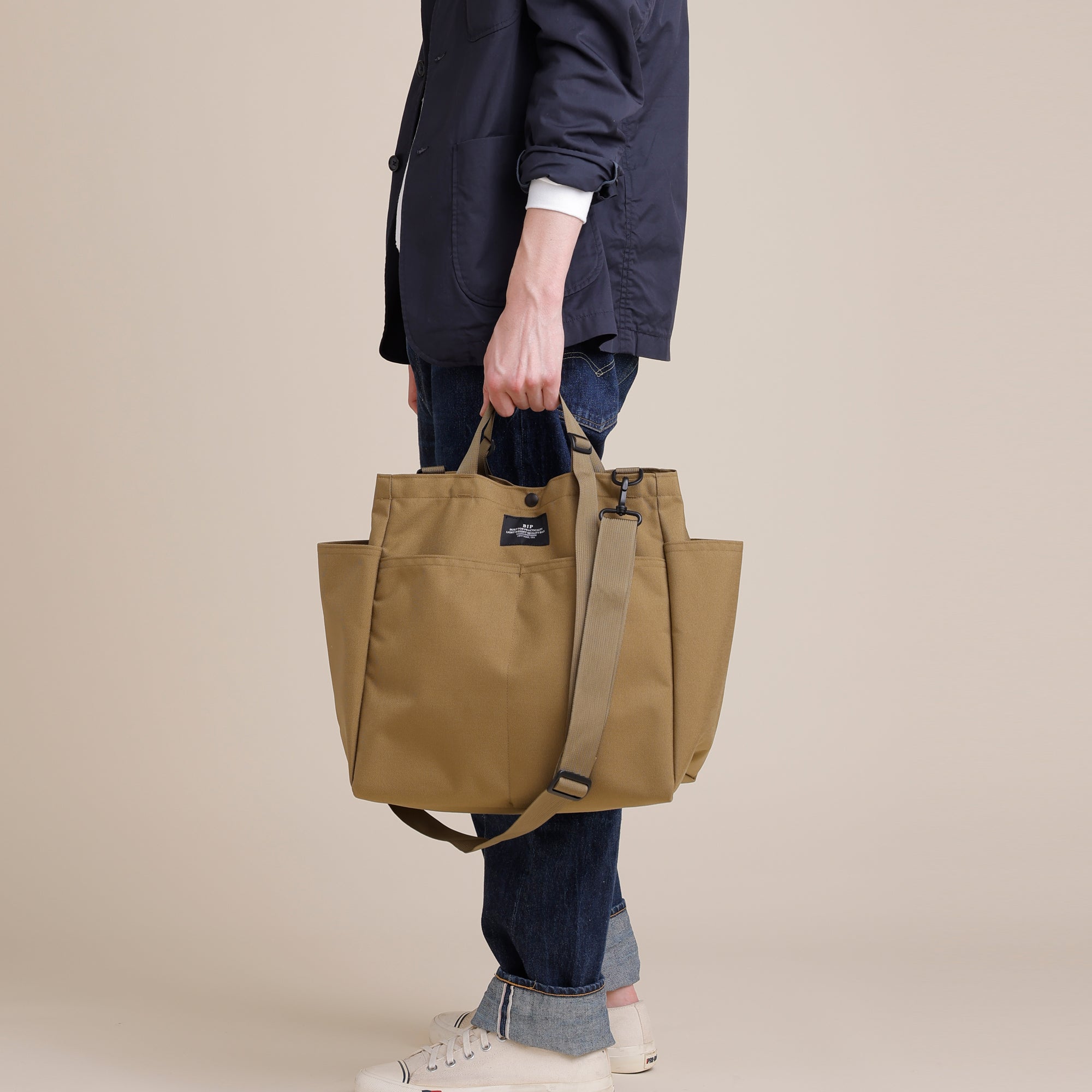 Carry-all Beach Bag - Canvas Nylon - Khaki