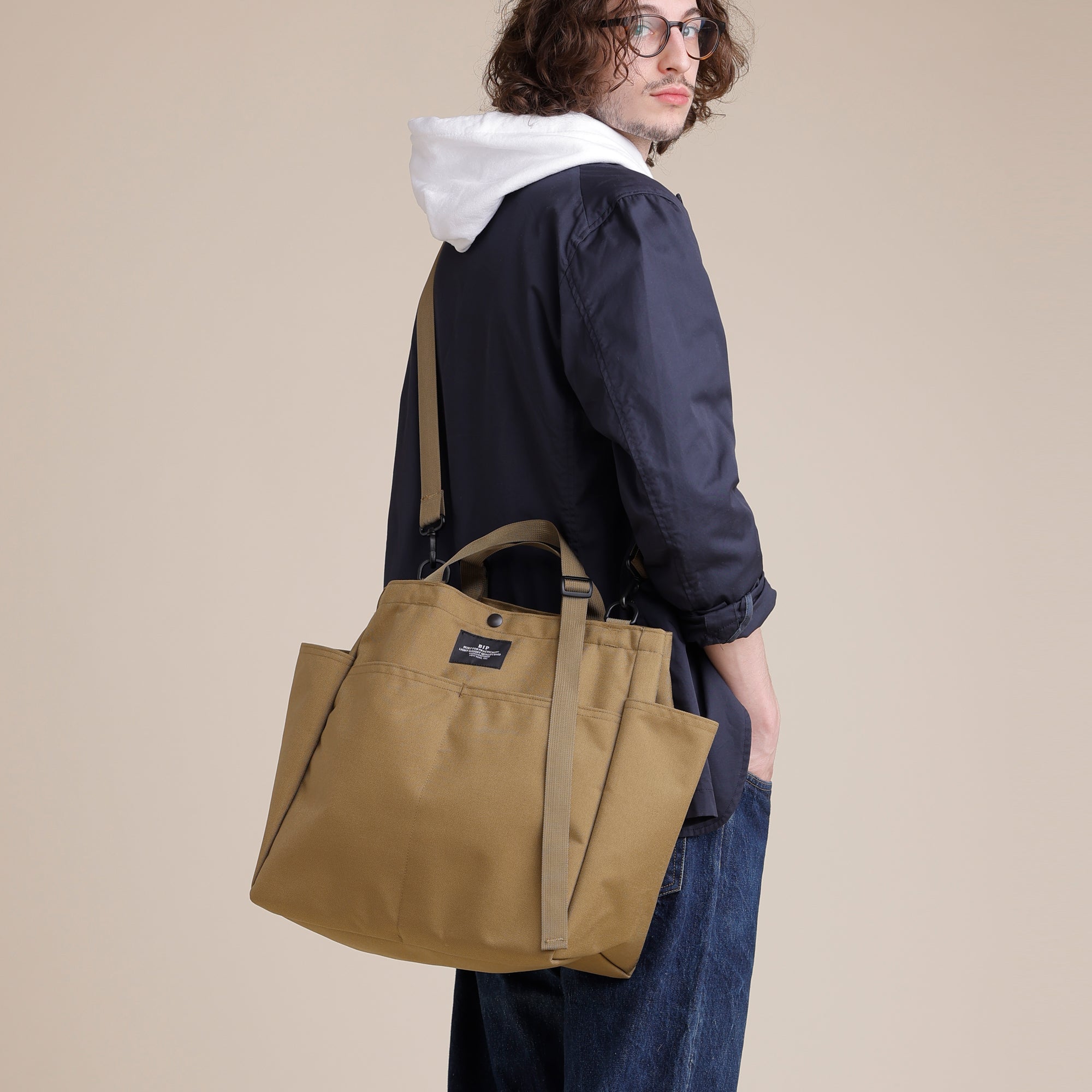Carry-all Beach Bag - Canvas Nylon - Khaki