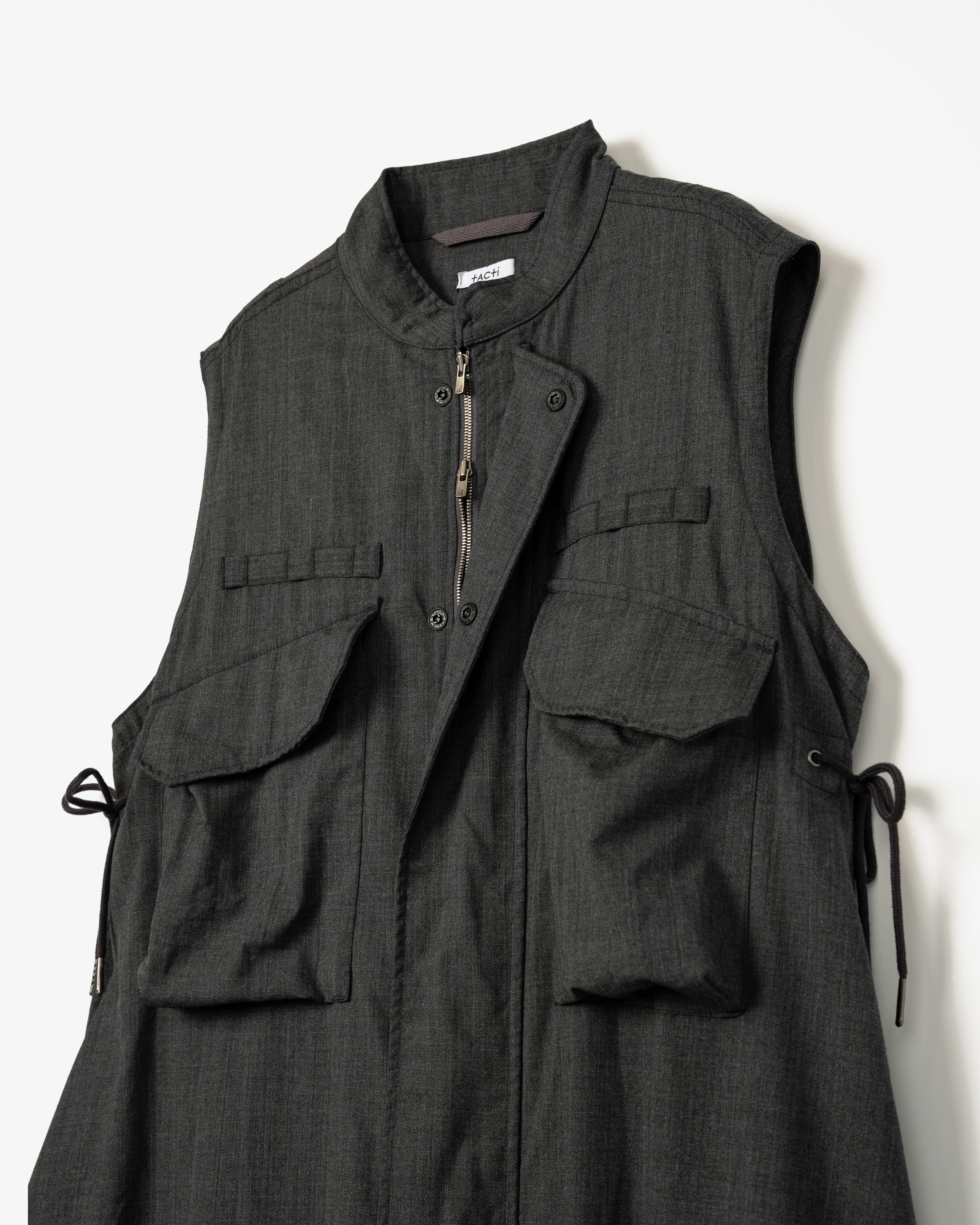 Women's Flak Dress - Charcoal Tropical Wool