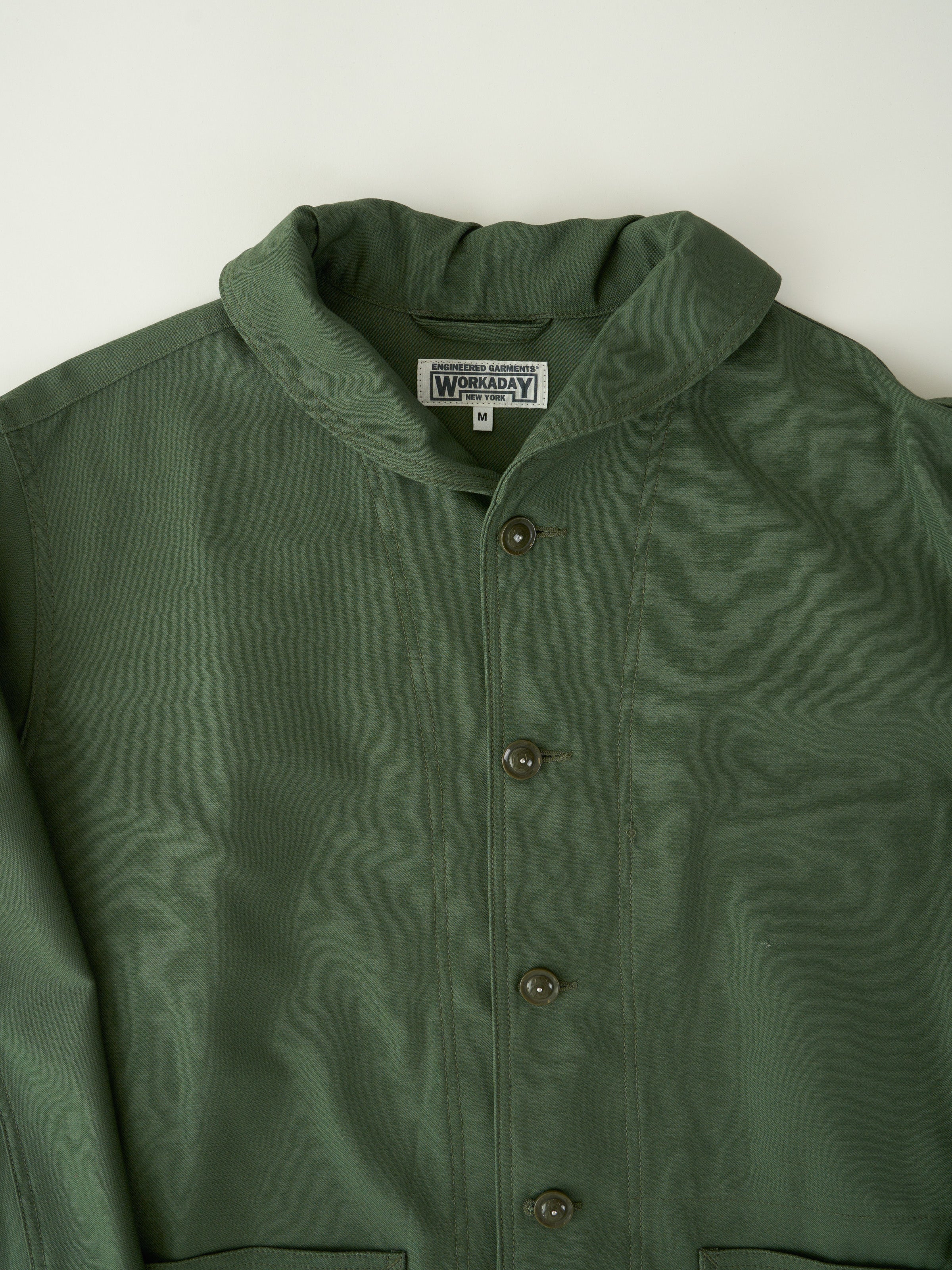 Shawl Collar Jacket - Olive Cotton Reverse Sateen