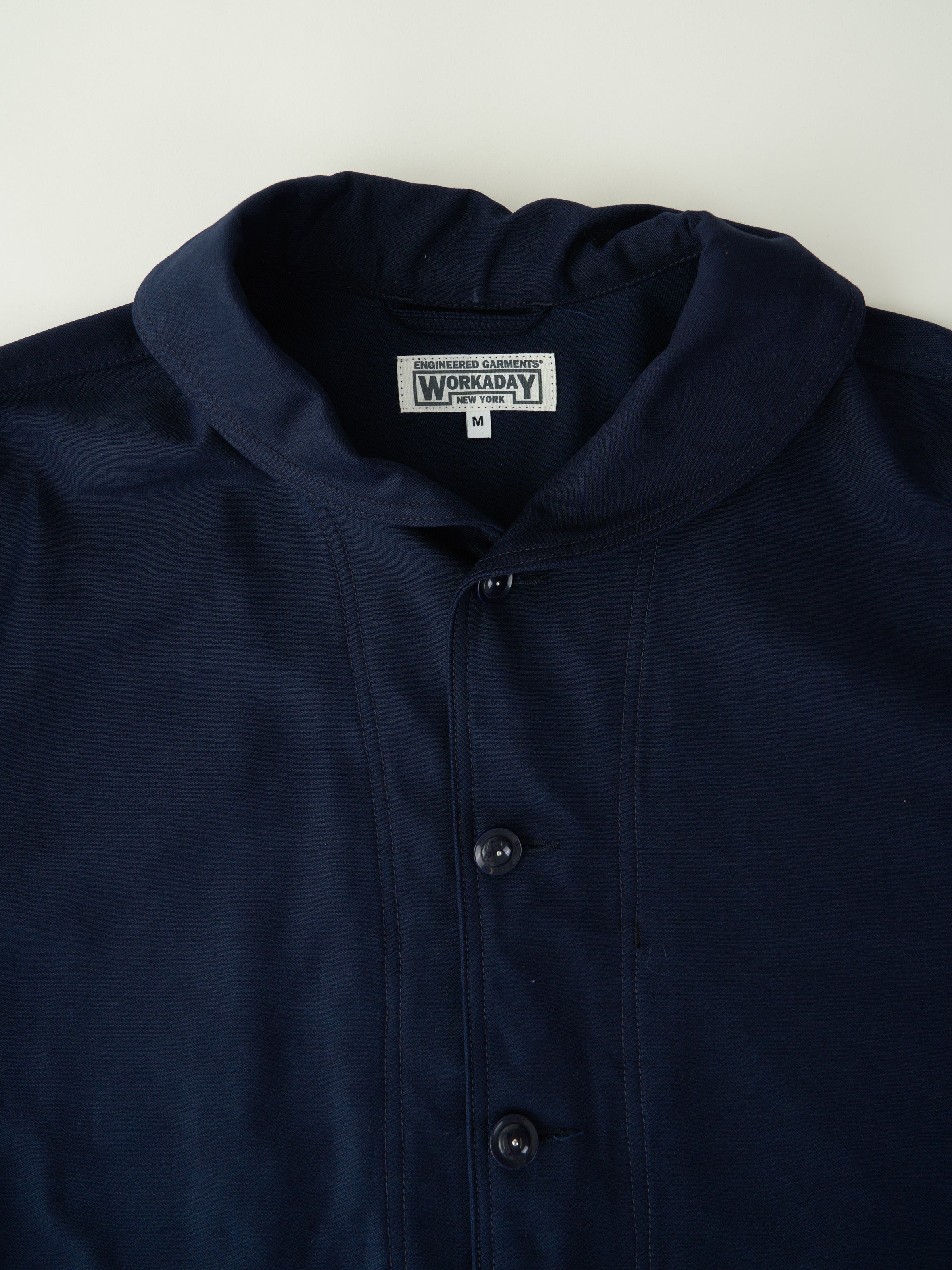 Shawl Collar Jacket - Dark Navy Cotton Reverse Sateen