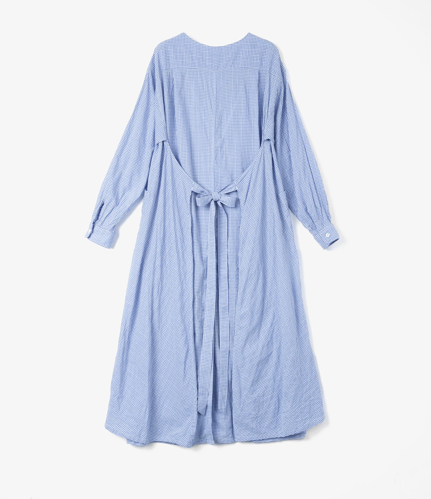 Women's Tie Dress - Lt. Blue Windowpane Gingham