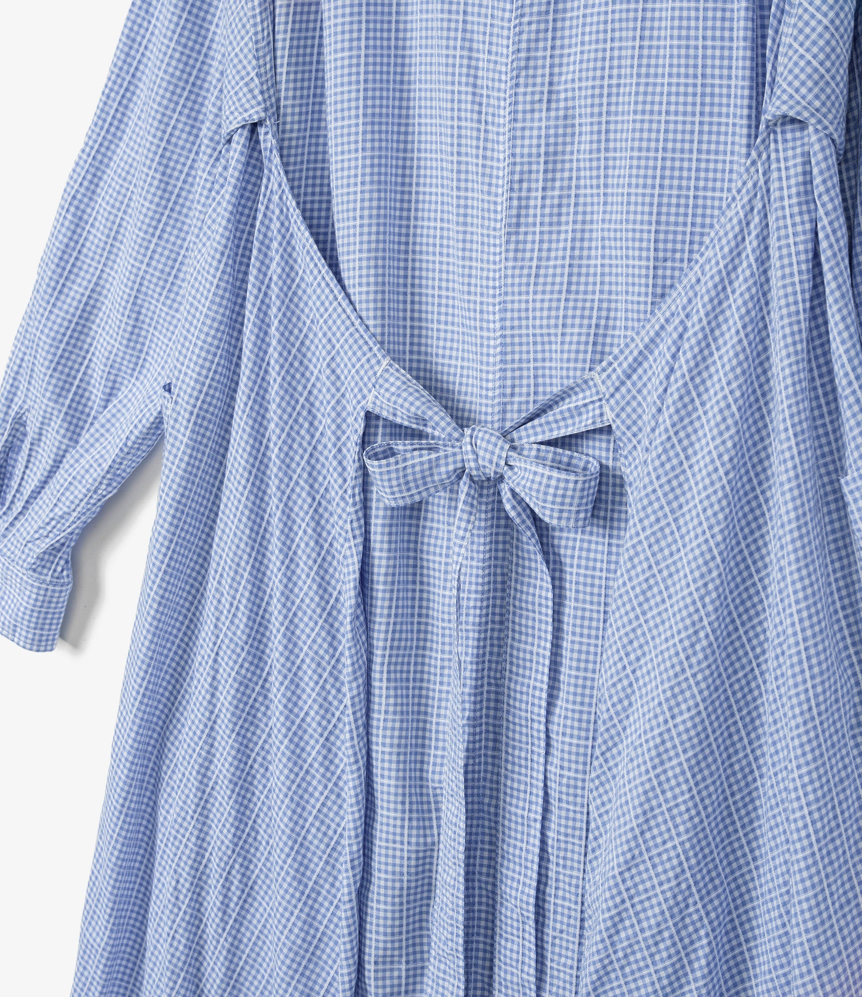 Women's Tie Dress - Lt. Blue Windowpane Gingham