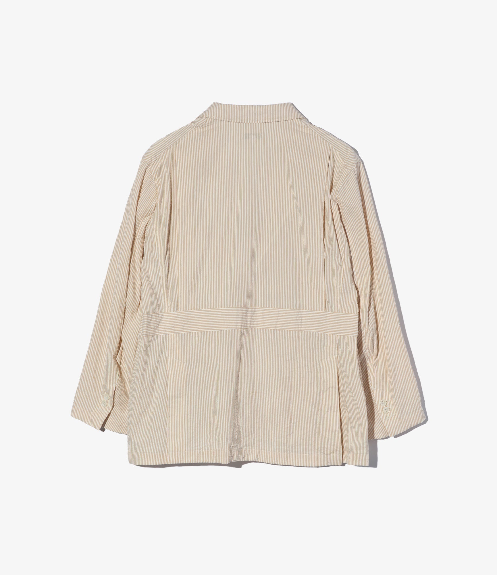 Folk Jacket - Beige Cotton Seersucker Stripe