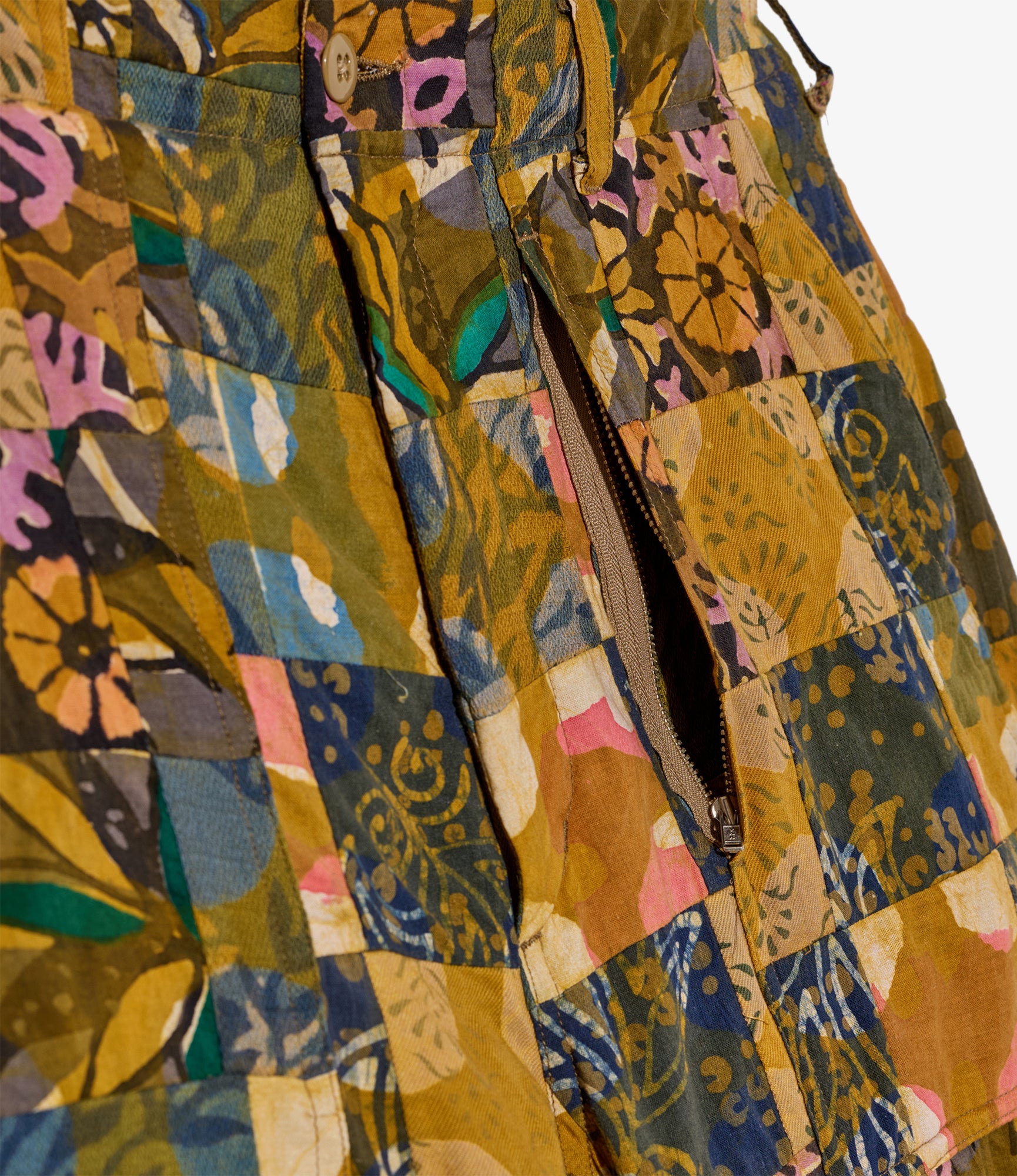 Fatigue Short - Olive Cotton Multi Pattern Patchwork