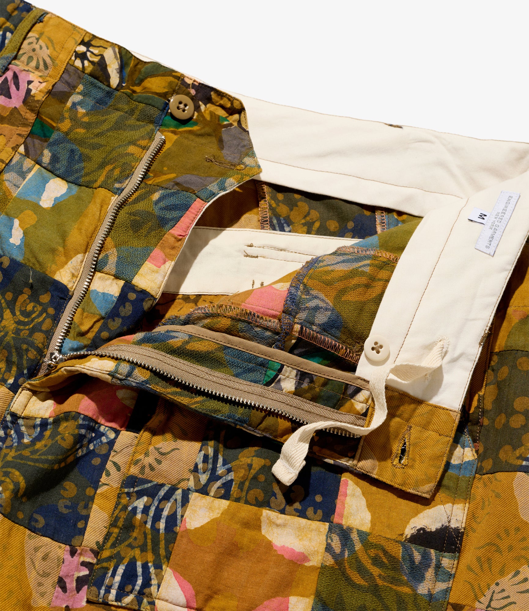 Fatigue Short - Olive Cotton Multi Pattern Patchwork
