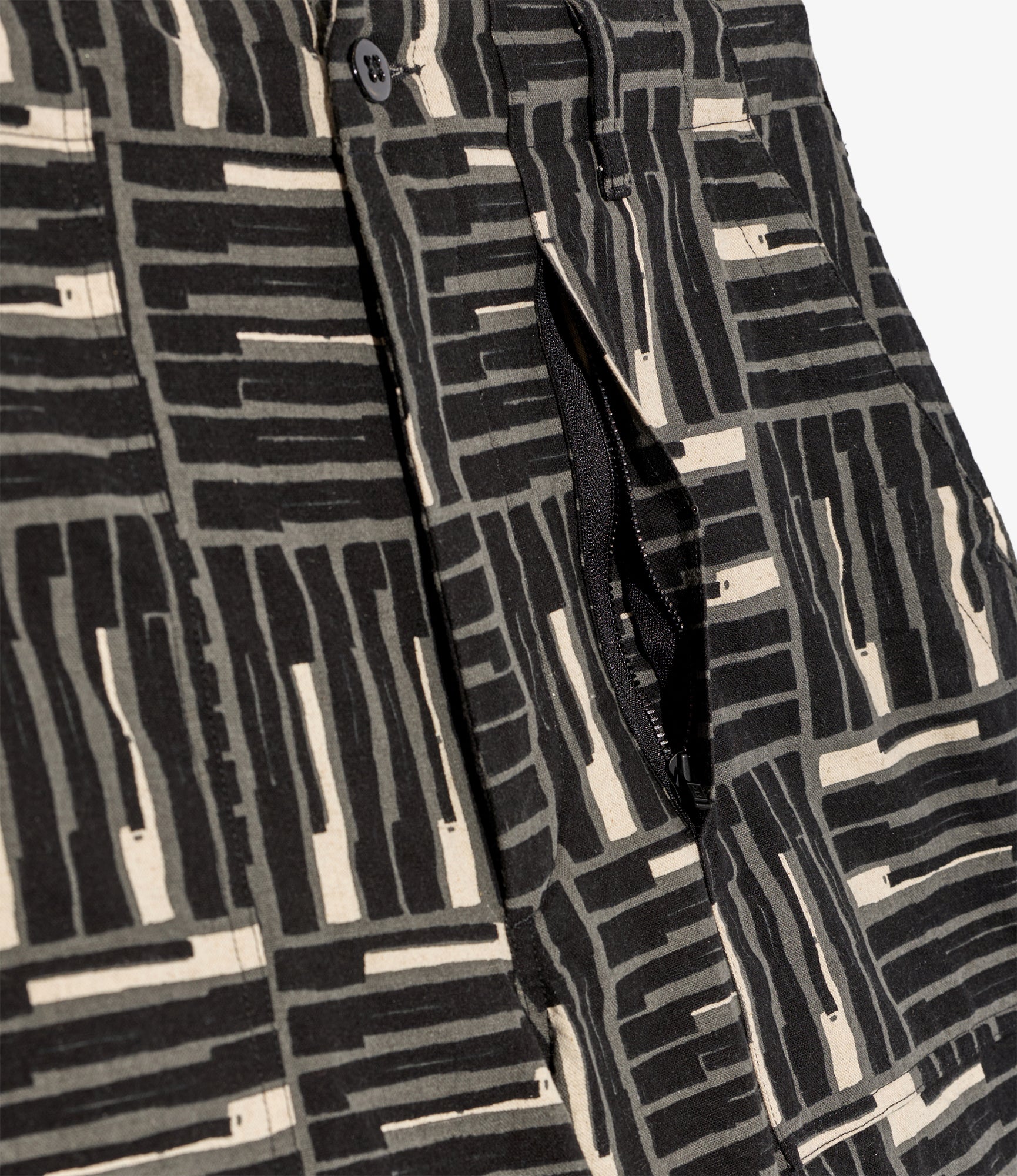 Fatigue Short - Black Tile Print Cotton Canvas