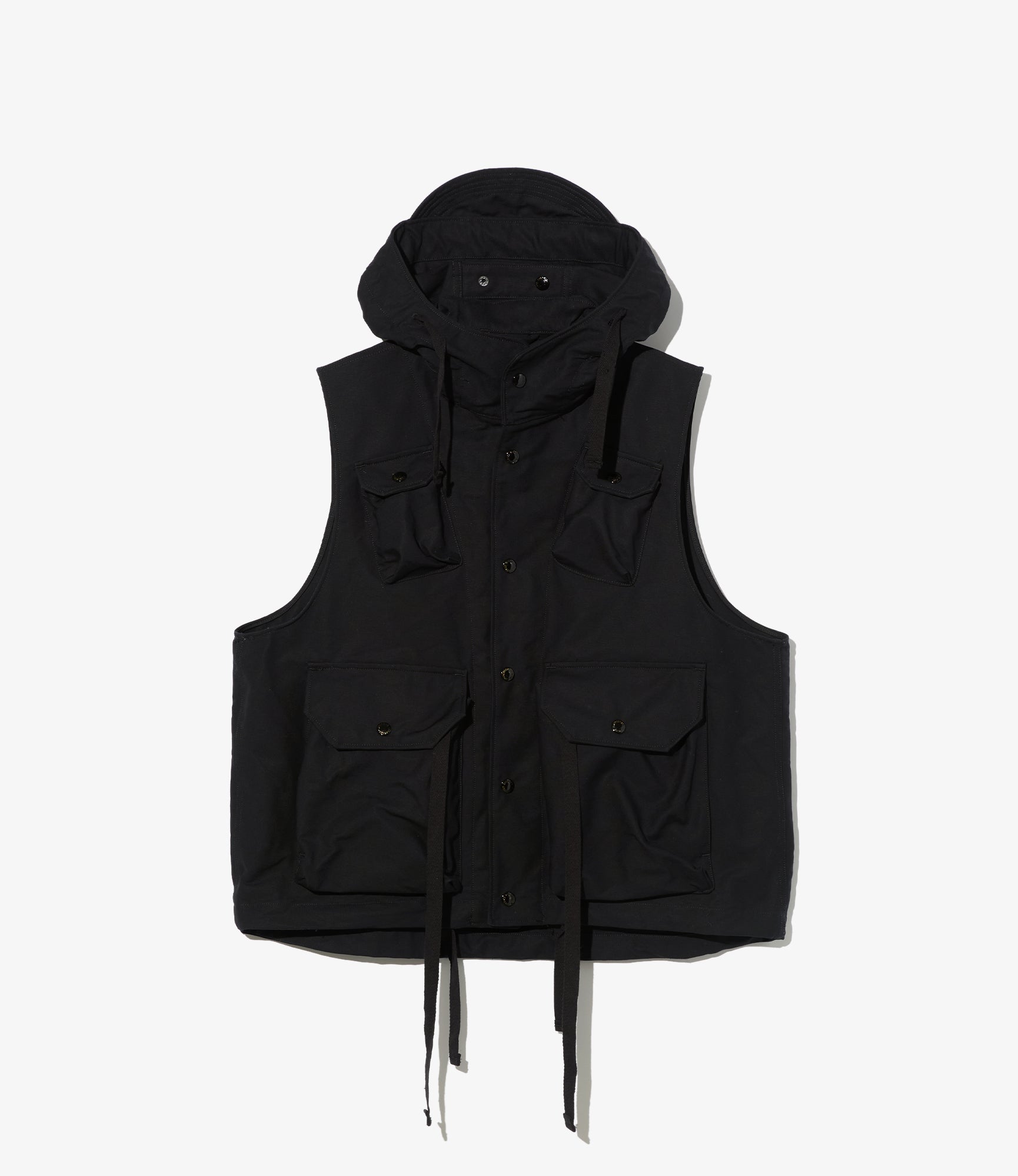 Field Vest - Black Cotton Double Cloth
