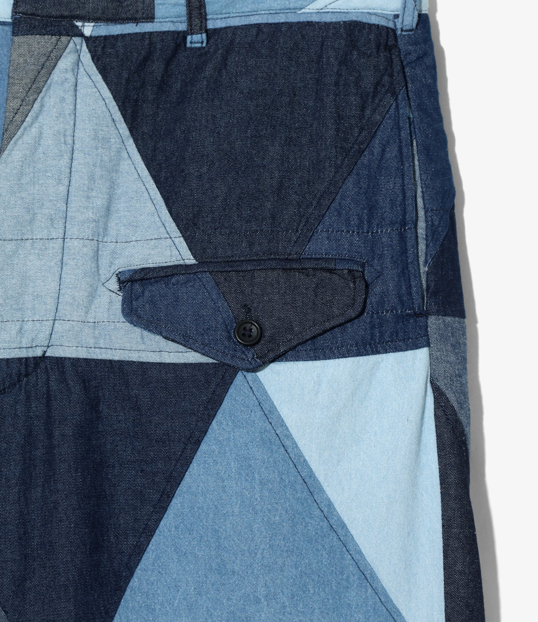 Ghurka Short - Indigo Denim Triangle Patchwork