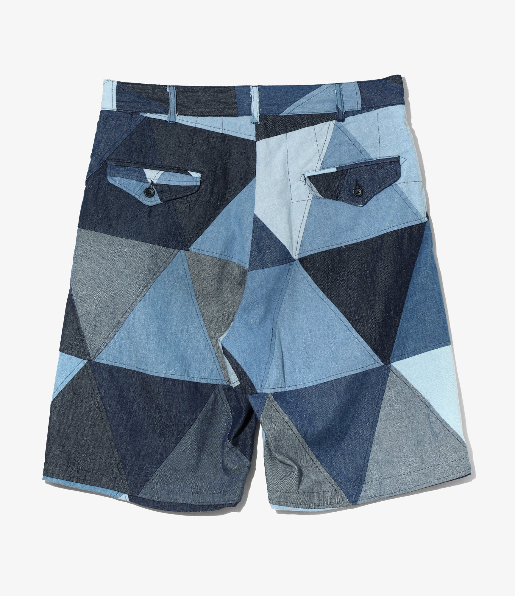 Ghurka Short - Indigo Denim Triangle Patchwork