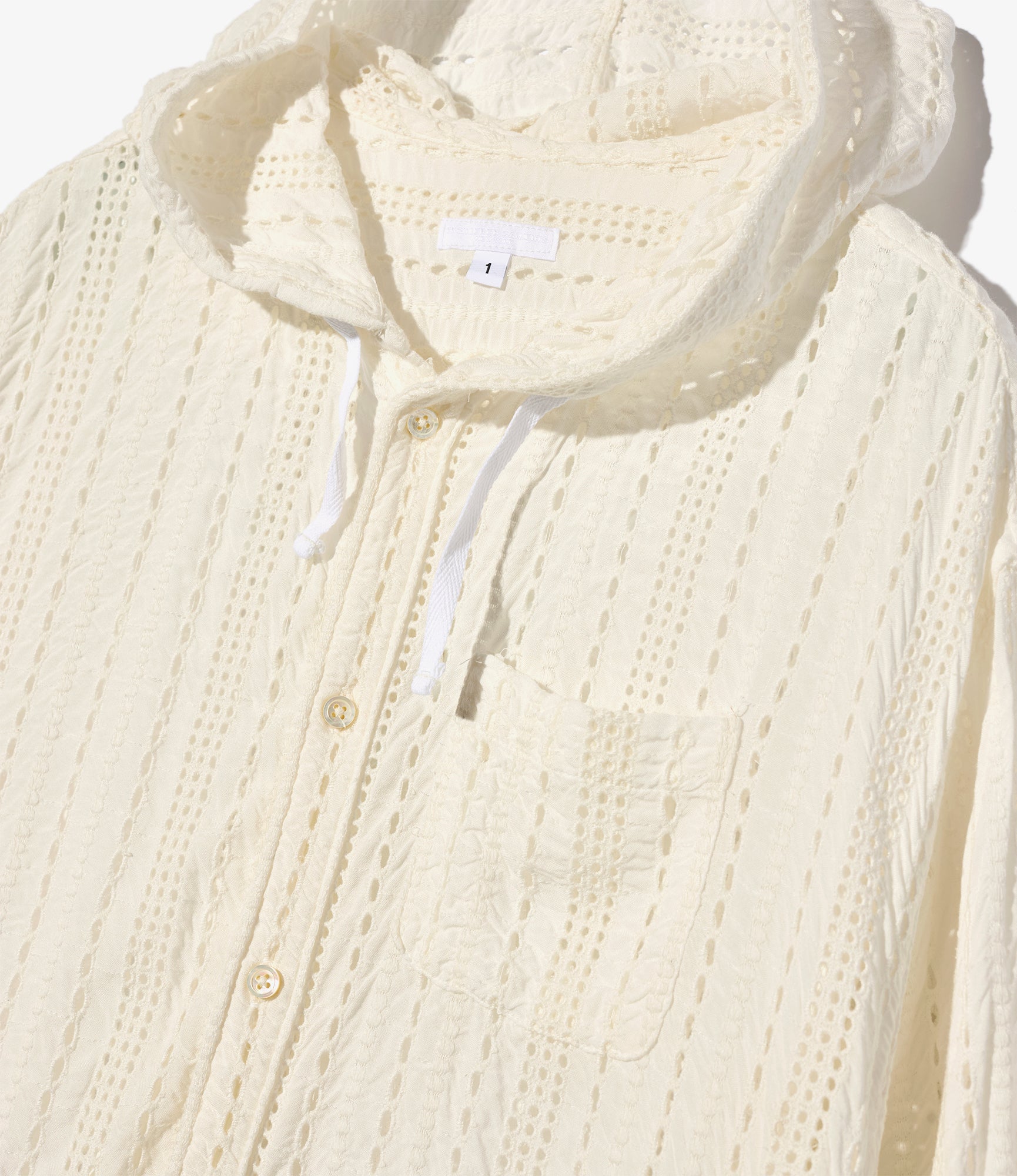 Hooded BD Dress - White Rayon Embroidery Eyelet