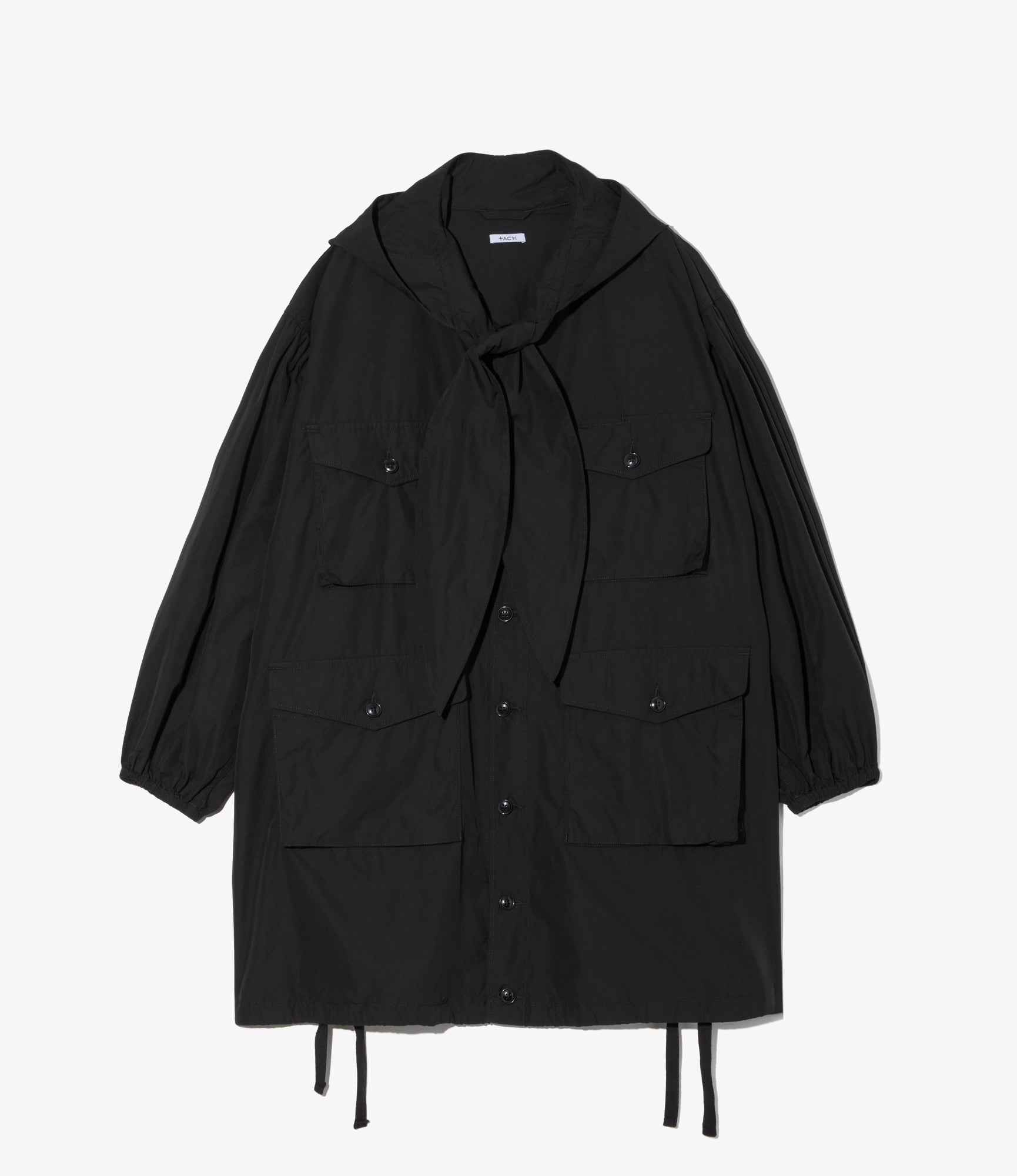 Hooded Field Dress - Black 100's 2Ply Cotton Broadcloth
